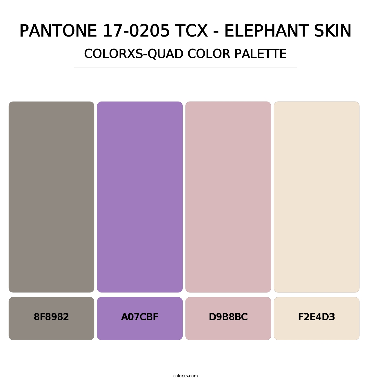 PANTONE 17-0205 TCX - Elephant Skin - Colorxs Quad Palette