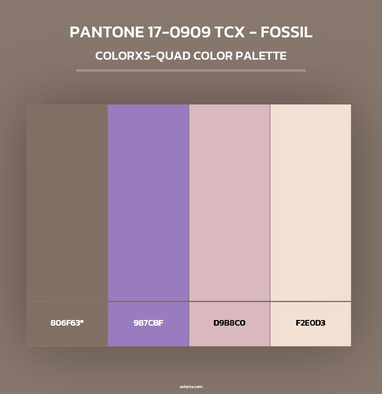 PANTONE 17-0909 TCX - Fossil - Colorxs Quad Palette