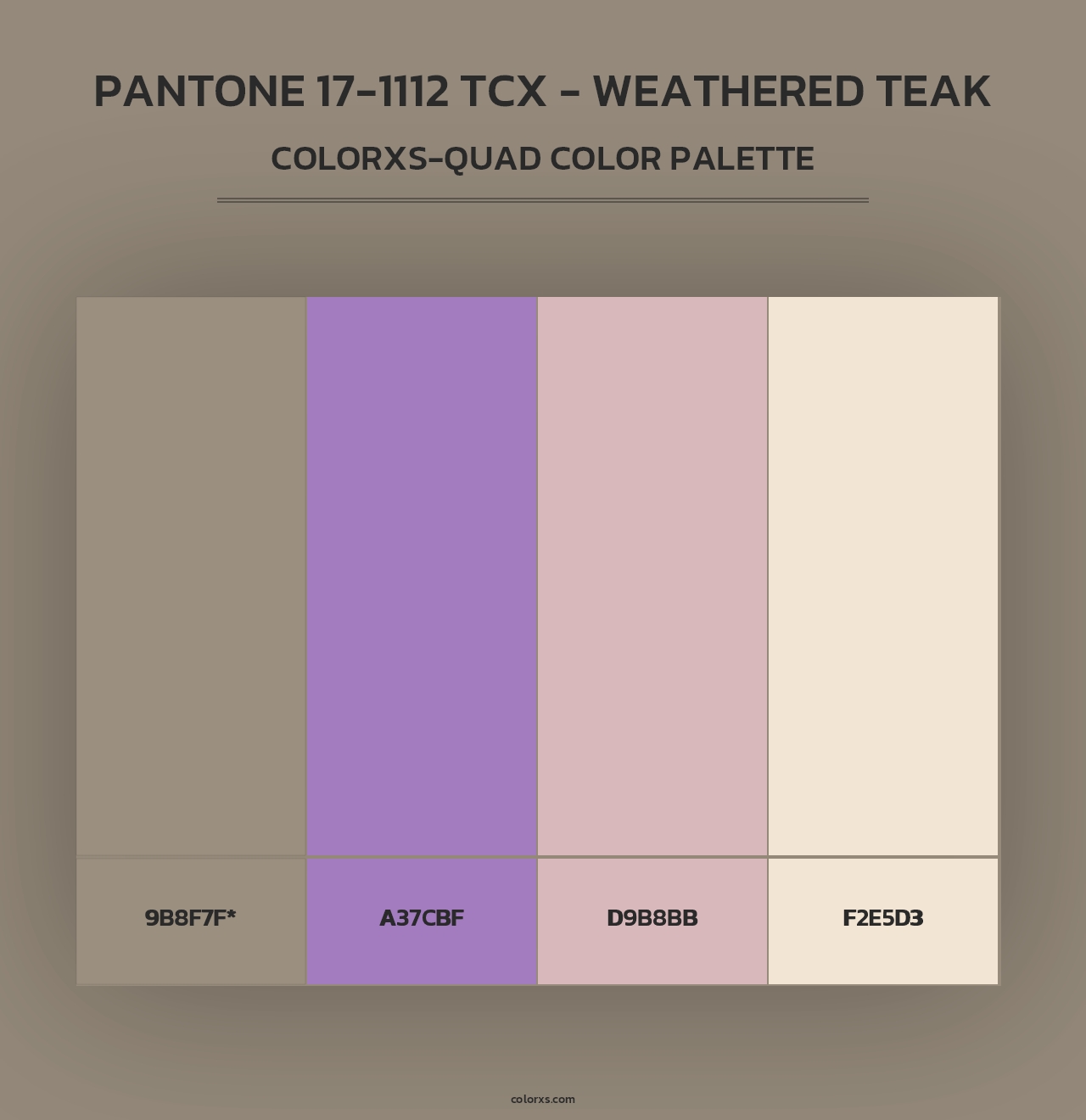 PANTONE 17-1112 TCX - Weathered Teak - Colorxs Quad Palette
