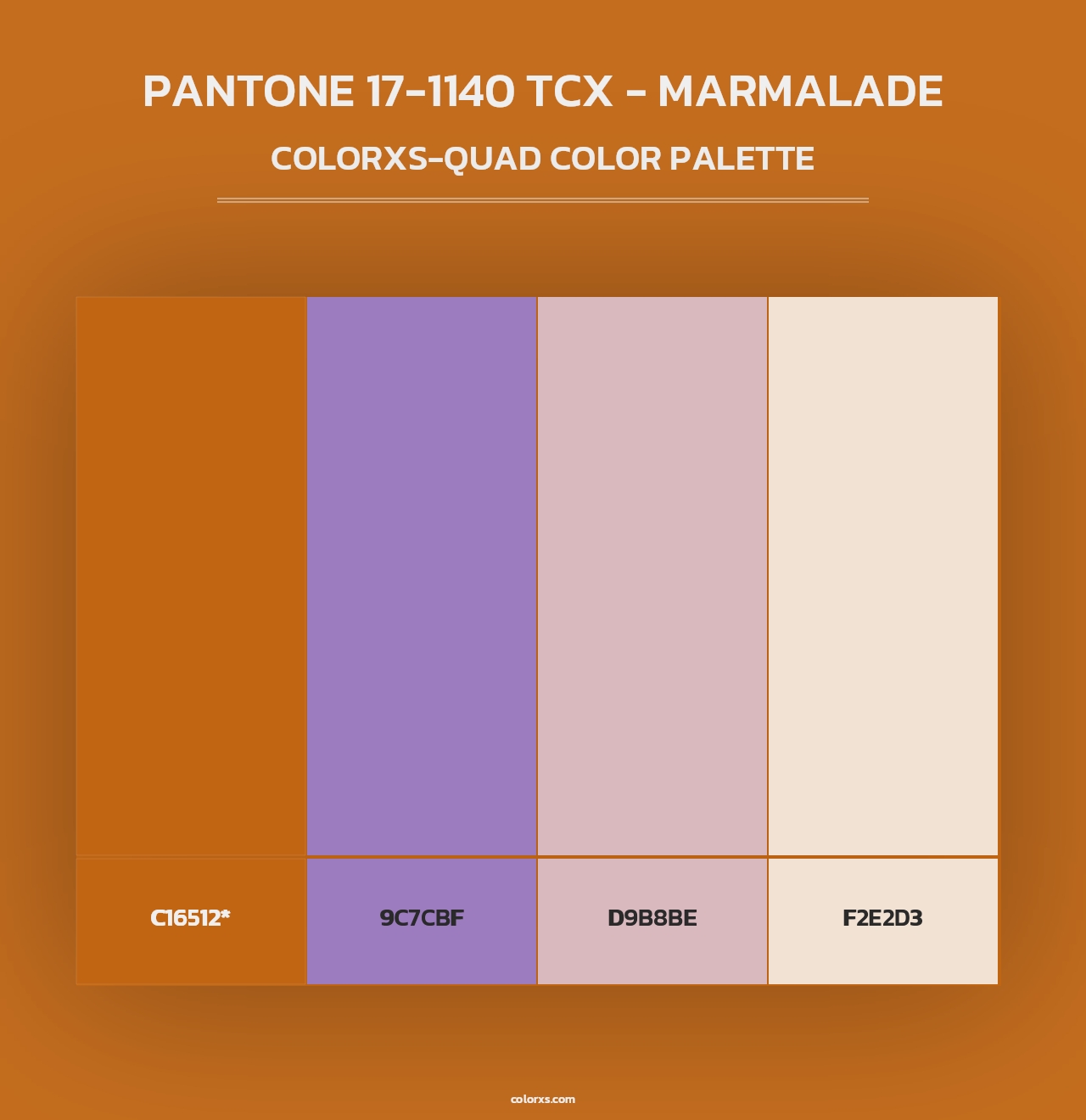 PANTONE 17-1140 TCX - Marmalade - Colorxs Quad Palette