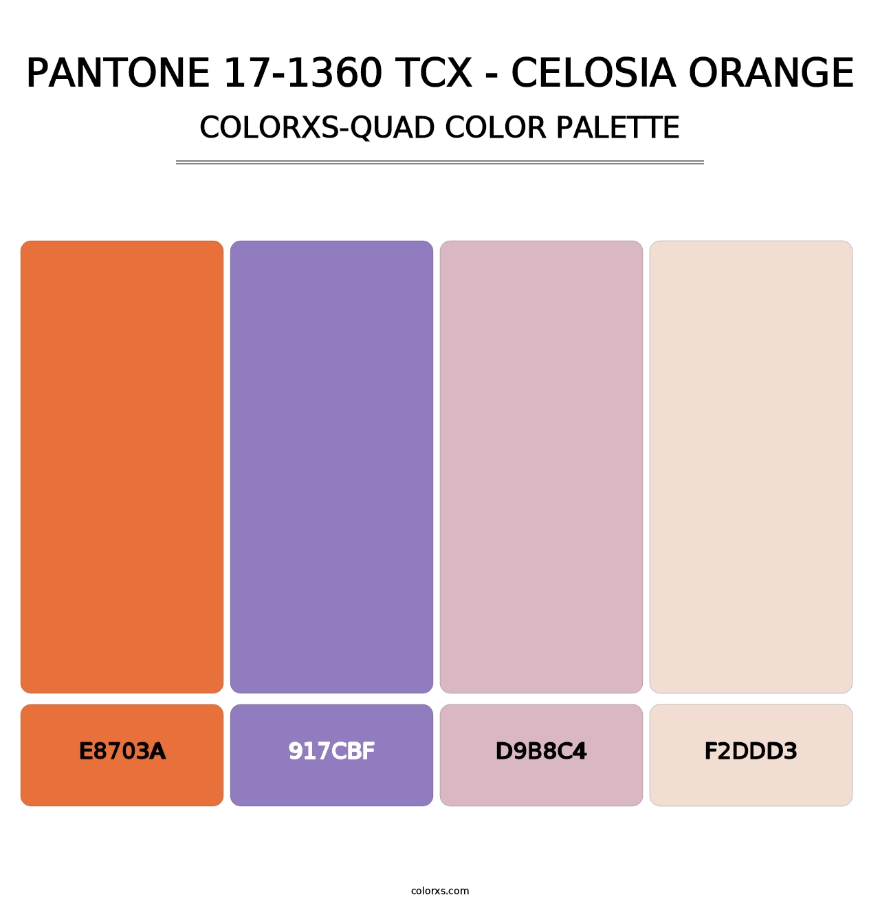 PANTONE 17-1360 TCX - Celosia Orange - Colorxs Quad Palette