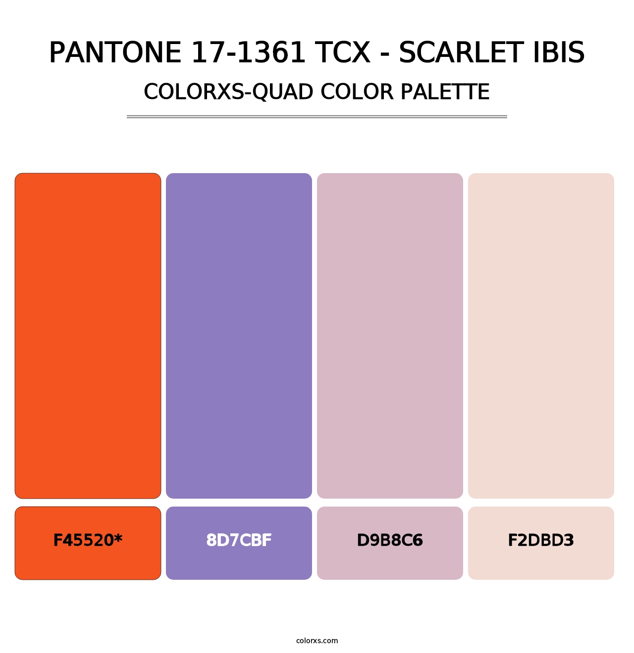 PANTONE 17-1361 TCX - Scarlet Ibis - Colorxs Quad Palette