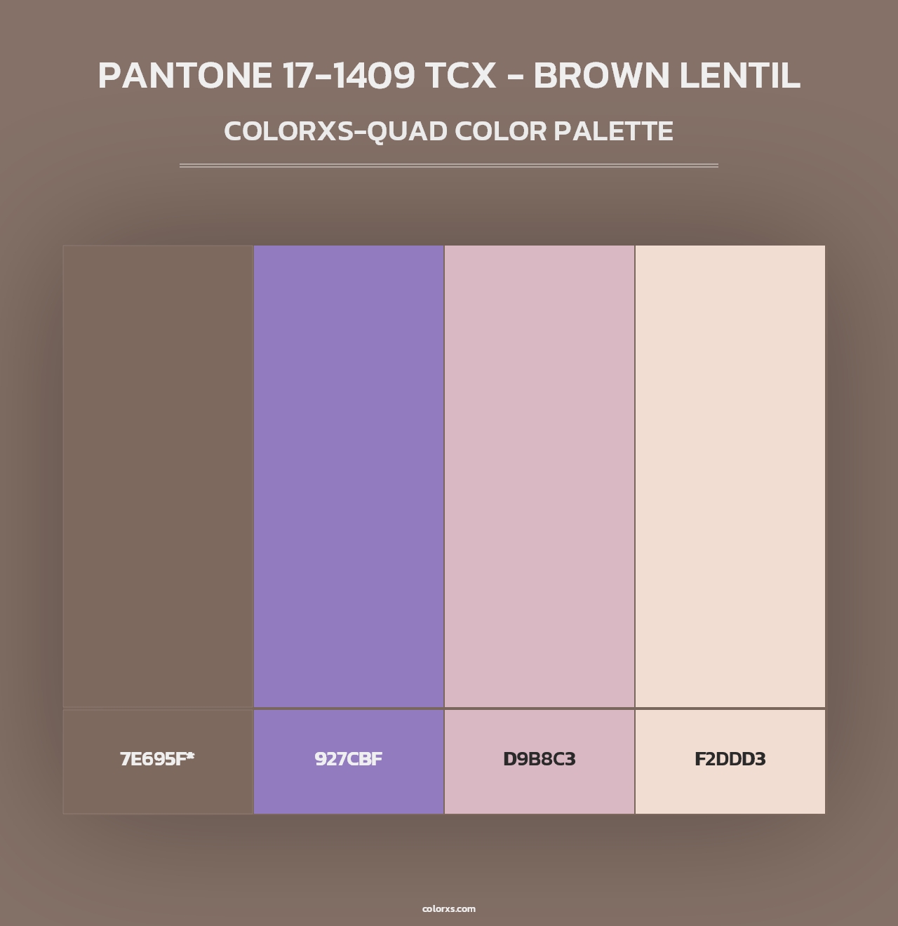 PANTONE 17-1409 TCX - Brown Lentil - Colorxs Quad Palette