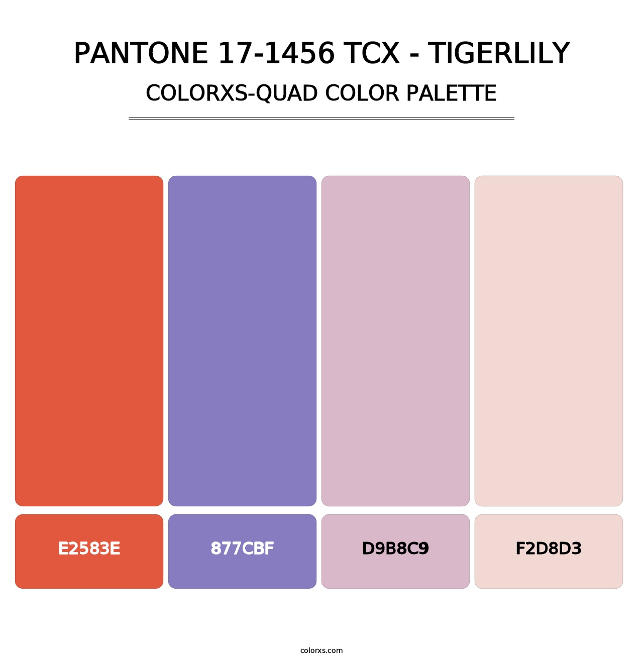 PANTONE 17-1456 TCX - Tigerlily - Colorxs Quad Palette