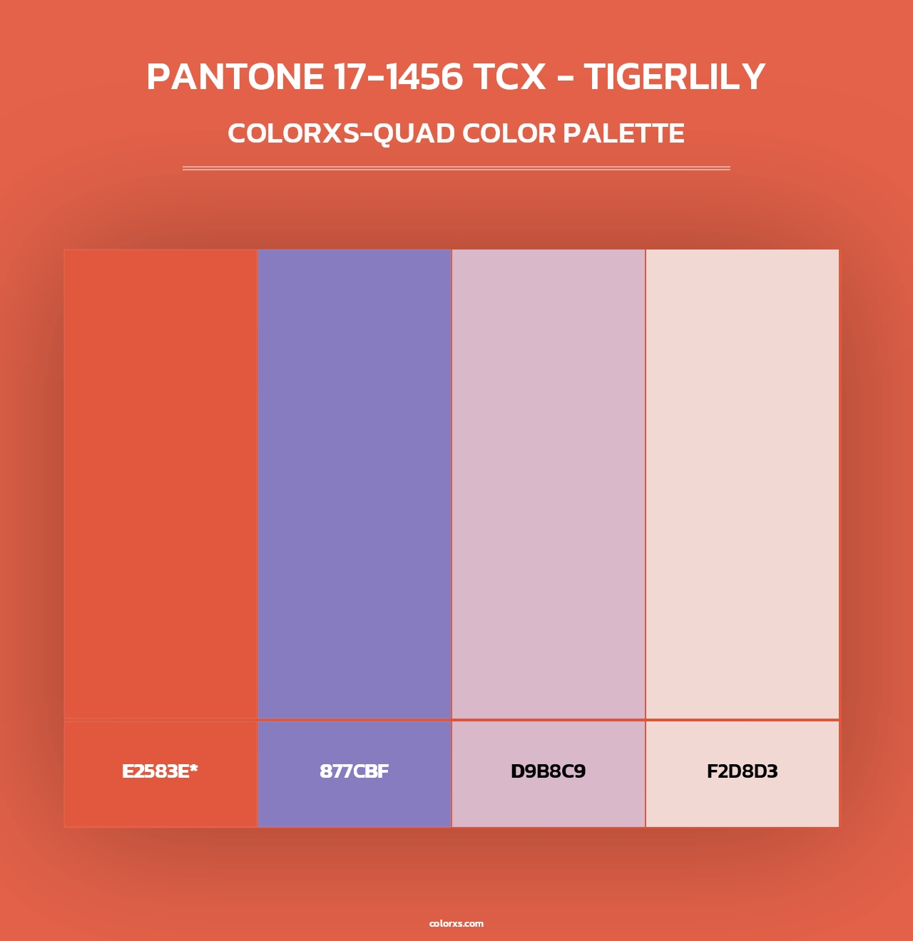 PANTONE 17-1456 TCX - Tigerlily - Colorxs Quad Palette