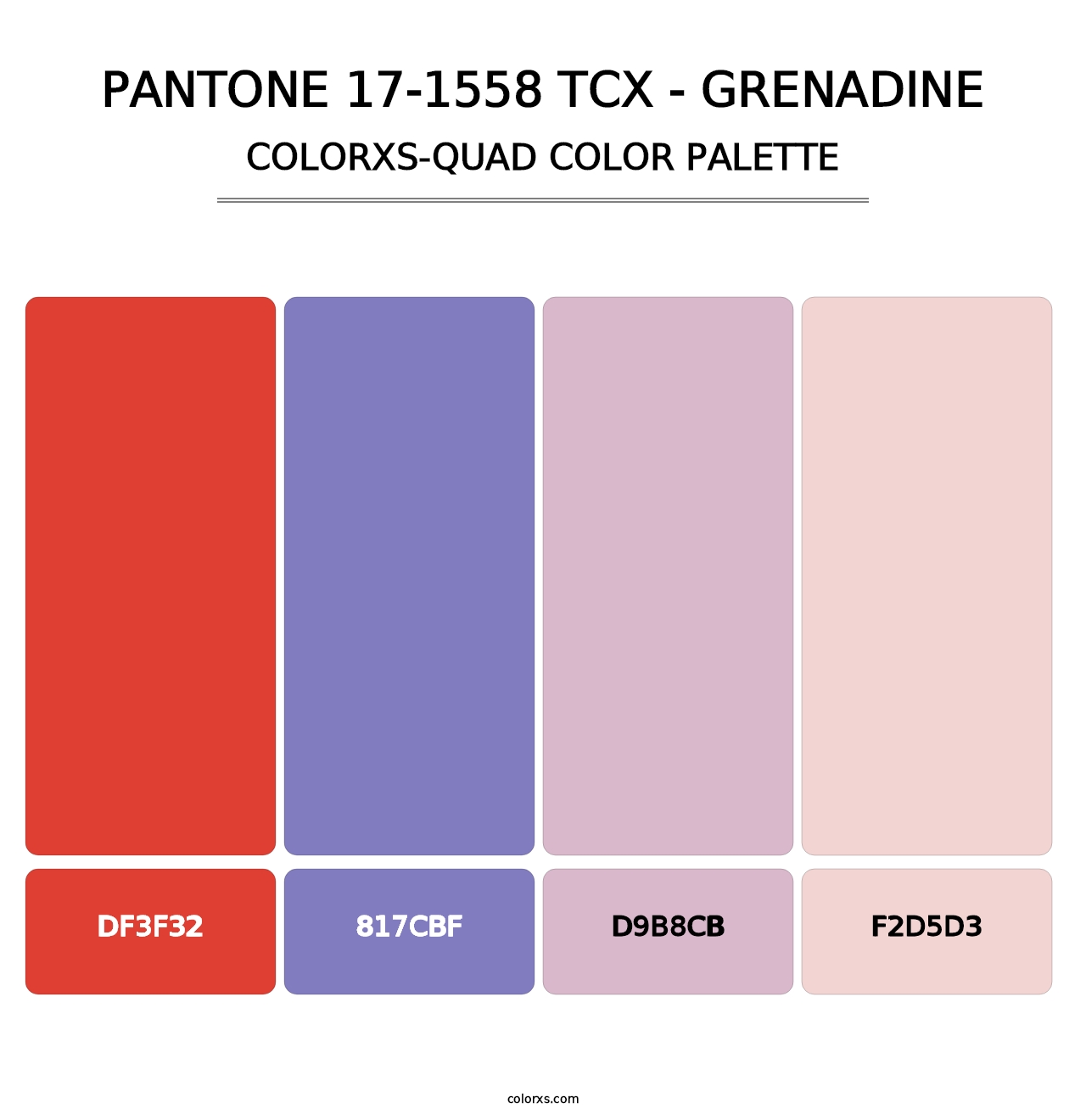 PANTONE 17-1558 TCX - Grenadine - Colorxs Quad Palette