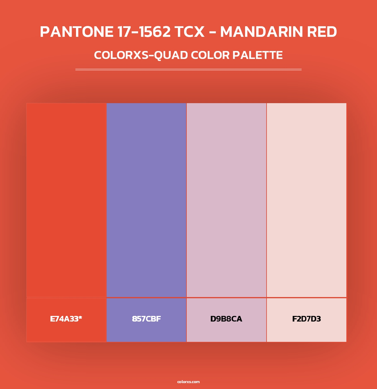 PANTONE 17-1562 TCX - Mandarin Red - Colorxs Quad Palette