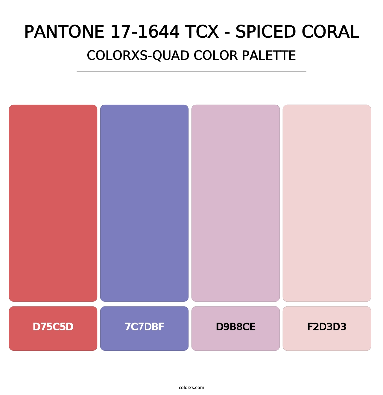 PANTONE 17-1644 TCX - Spiced Coral - Colorxs Quad Palette