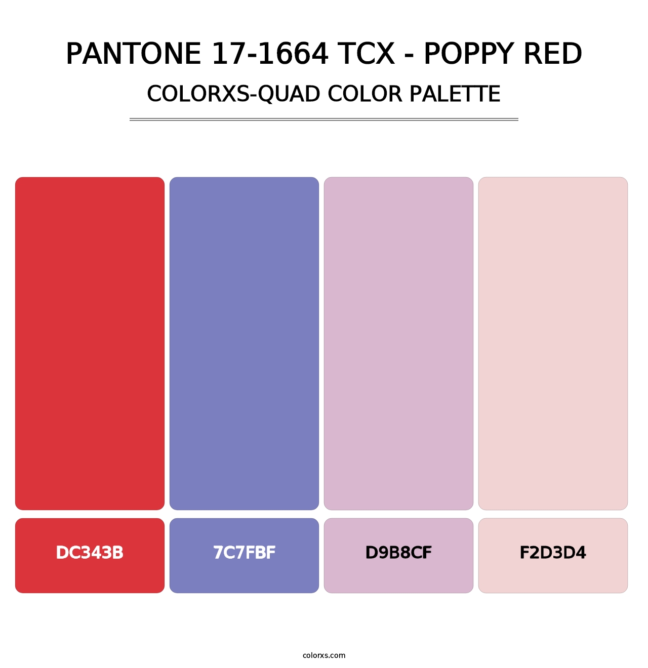 PANTONE 17-1664 TCX - Poppy Red - Colorxs Quad Palette