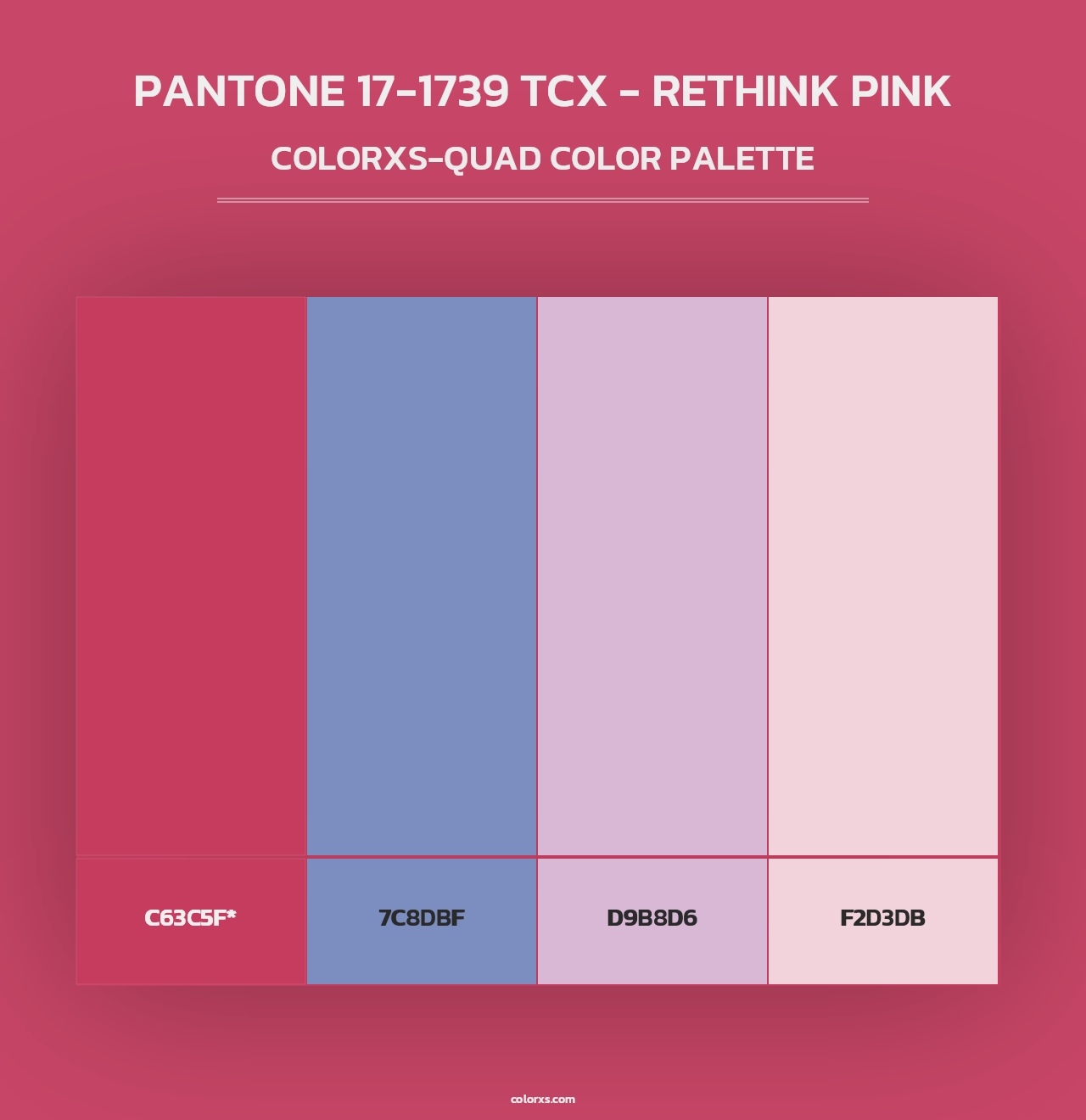 PANTONE 17-1739 TCX - Rethink Pink - Colorxs Quad Palette
