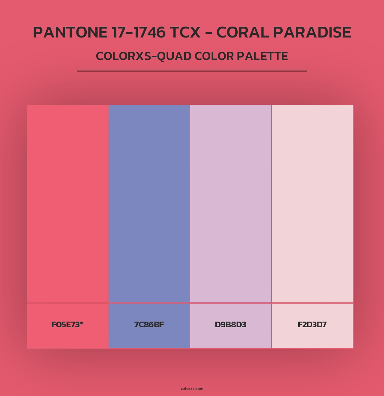 PANTONE 17-1746 TCX - Coral Paradise - Colorxs Quad Palette
