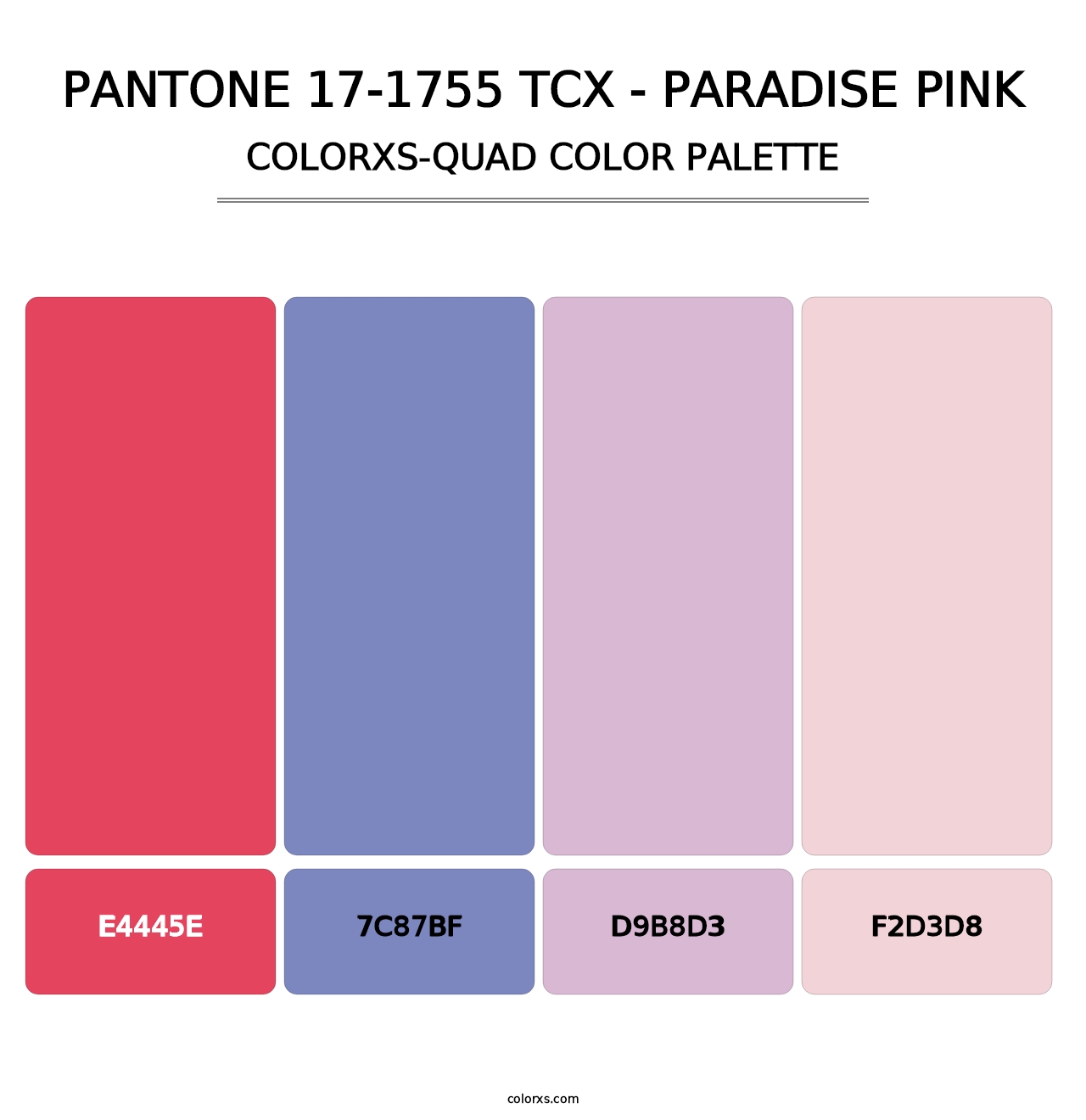 PANTONE 17-1755 TCX - Paradise Pink - Colorxs Quad Palette