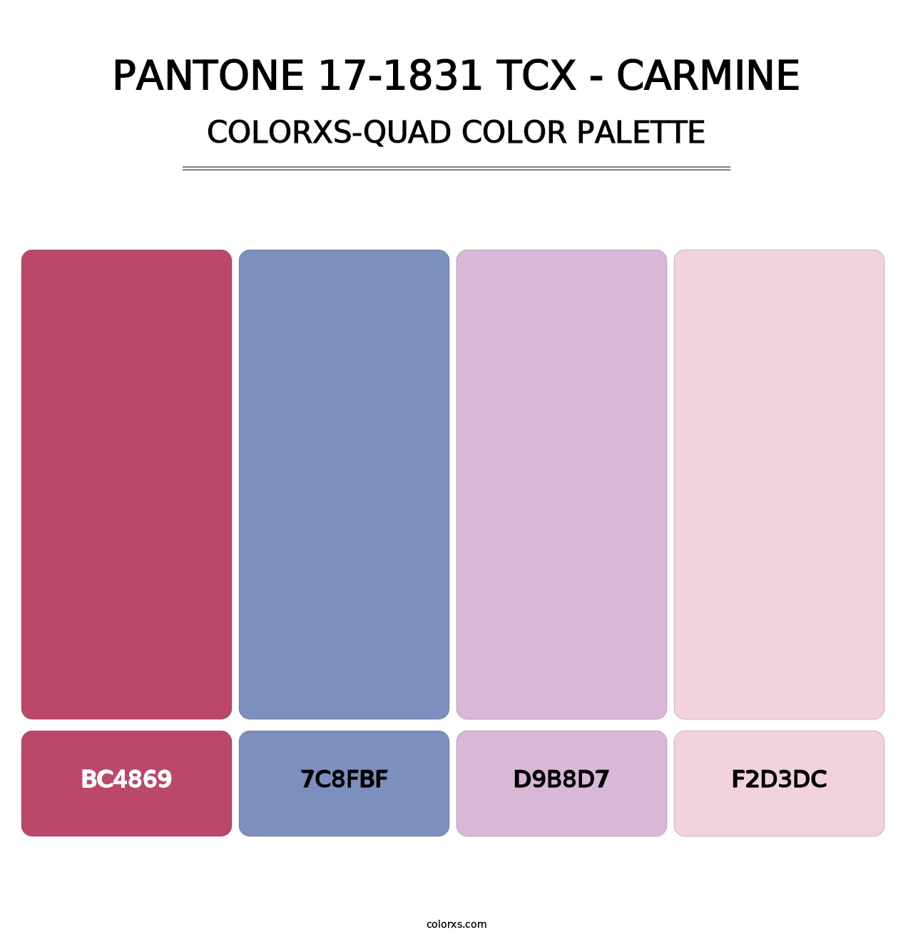 PANTONE 17-1831 TCX - Carmine - Colorxs Quad Palette