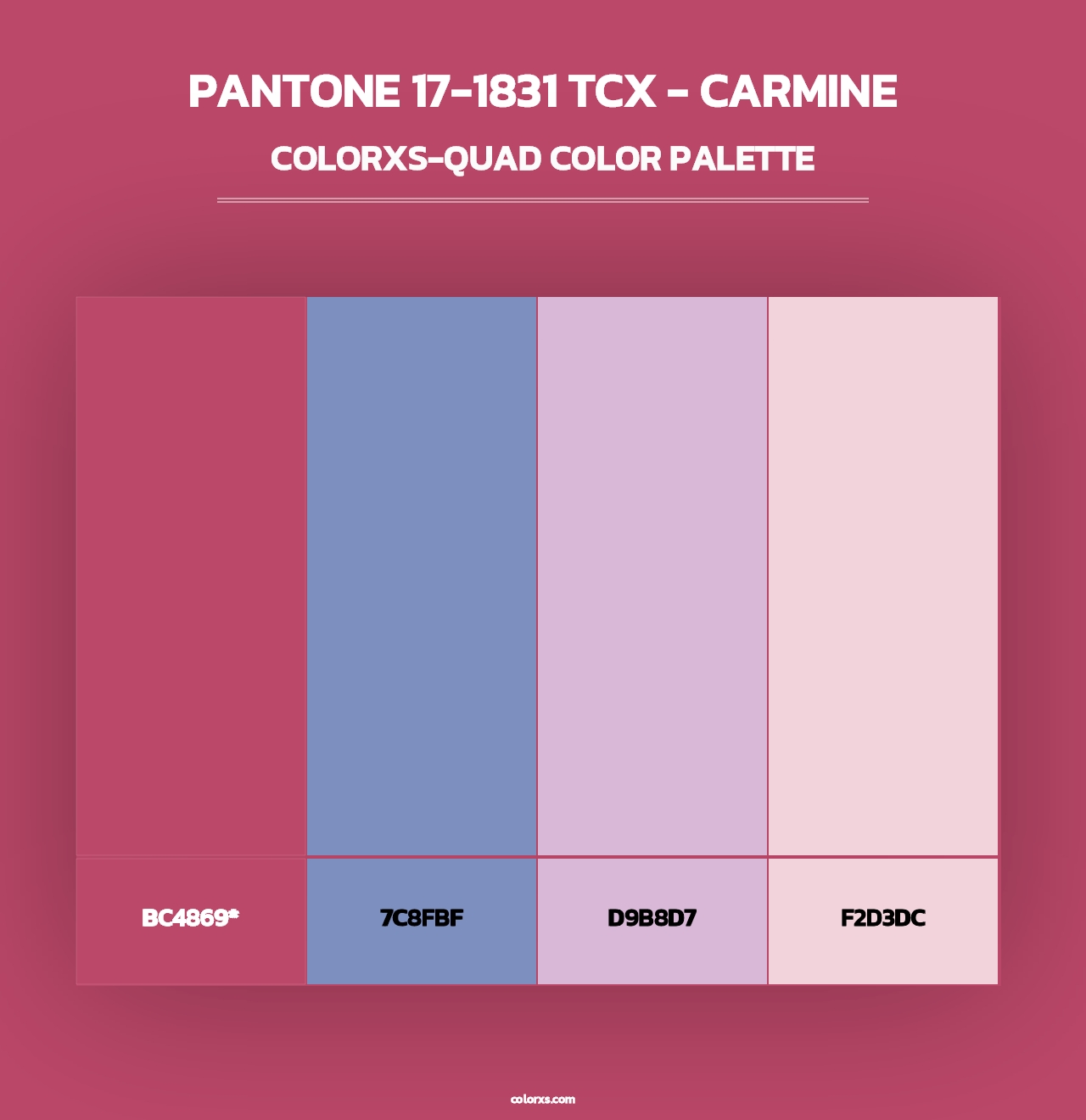 PANTONE 17-1831 TCX - Carmine - Colorxs Quad Palette