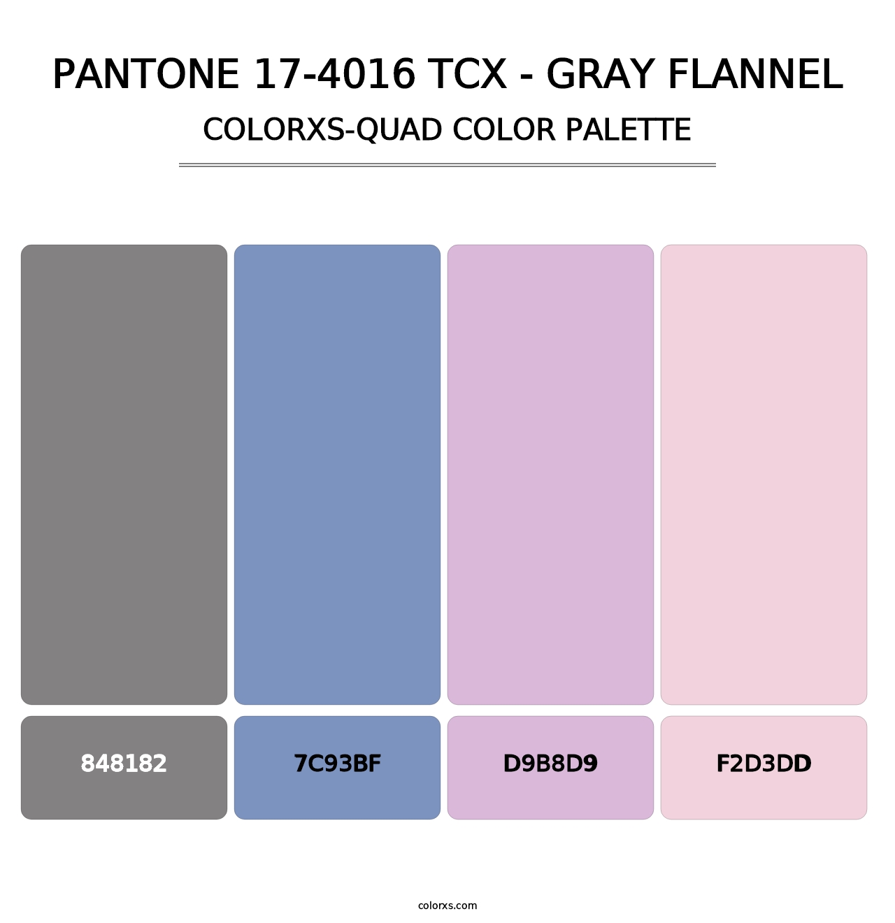 PANTONE 17-4016 TCX - Gray Flannel - Colorxs Quad Palette