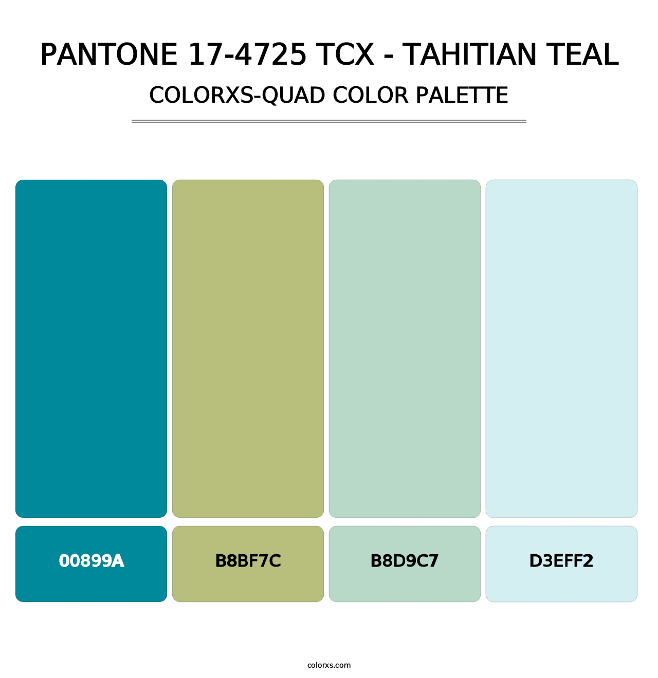 PANTONE 17-4725 TCX - Tahitian Teal - Colorxs Quad Palette