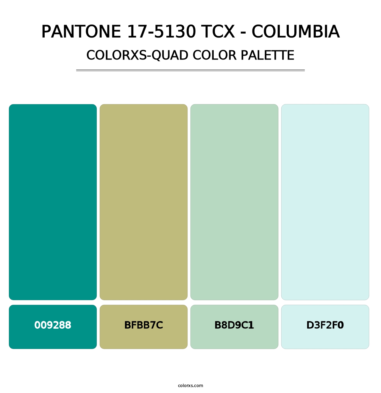 PANTONE 17-5130 TCX - Columbia - Colorxs Quad Palette