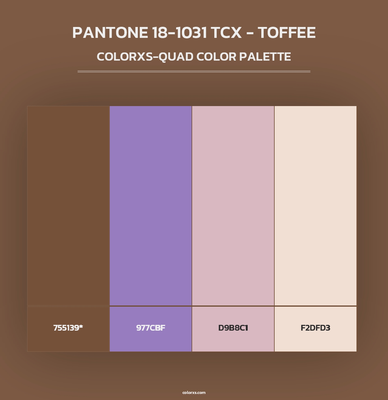 PANTONE 18-1031 TCX - Toffee - Colorxs Quad Palette