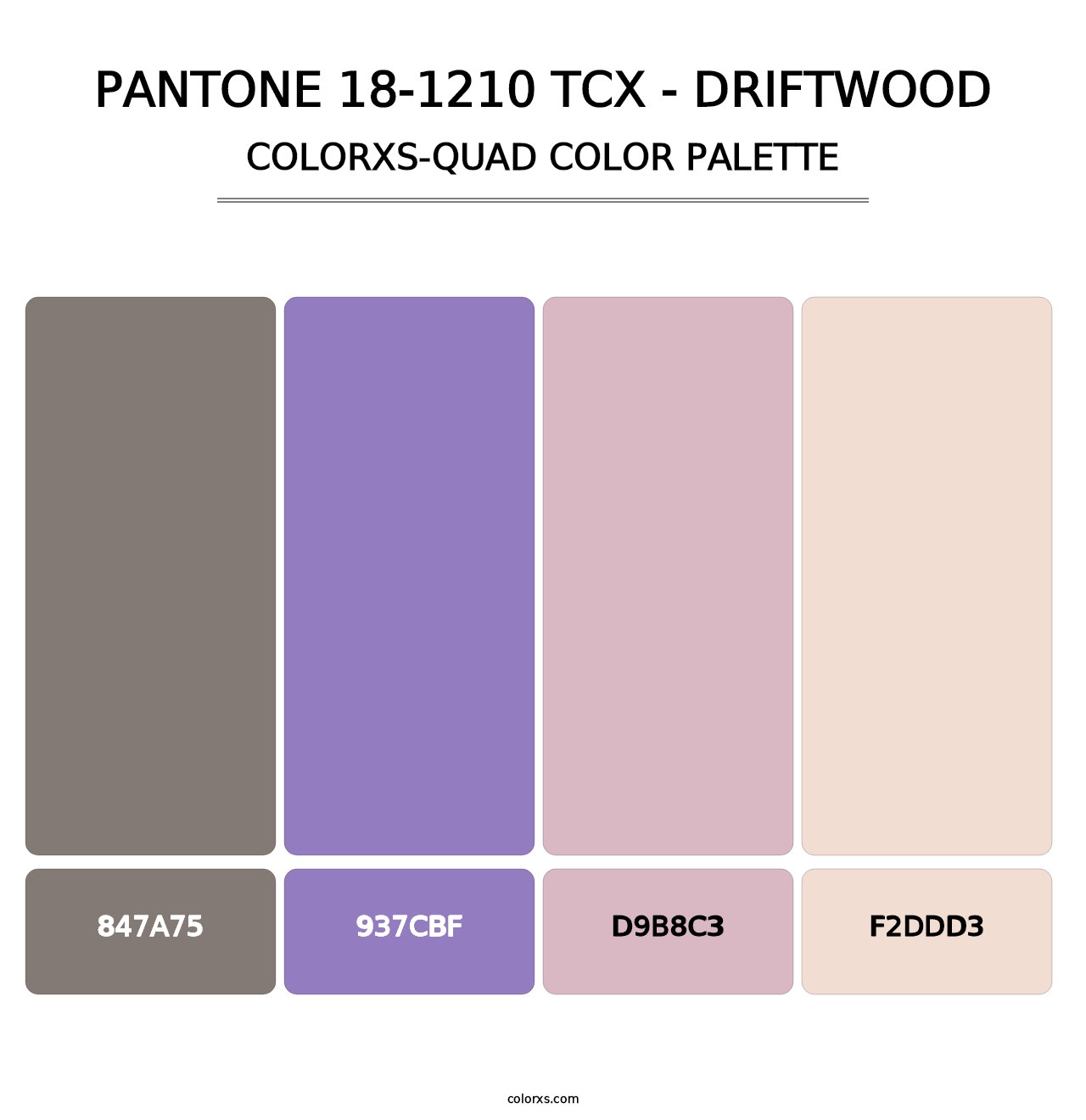 PANTONE 18-1210 TCX - Driftwood - Colorxs Quad Palette