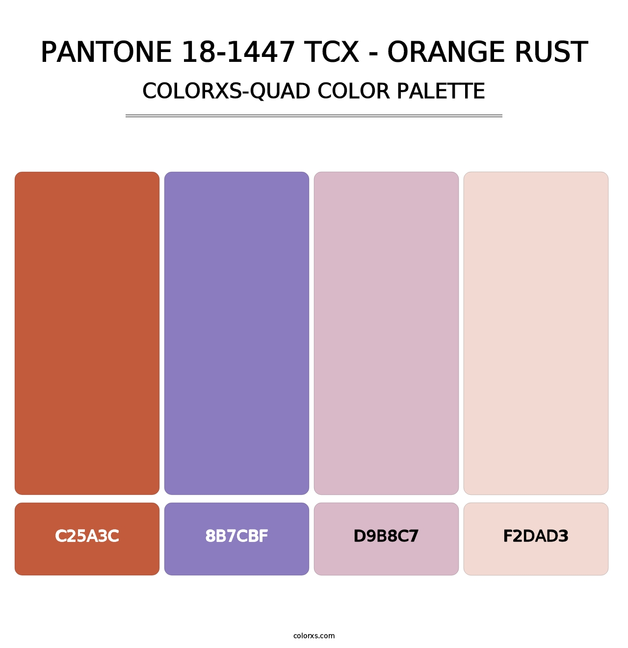 PANTONE 18-1447 TCX - Orange Rust - Colorxs Quad Palette