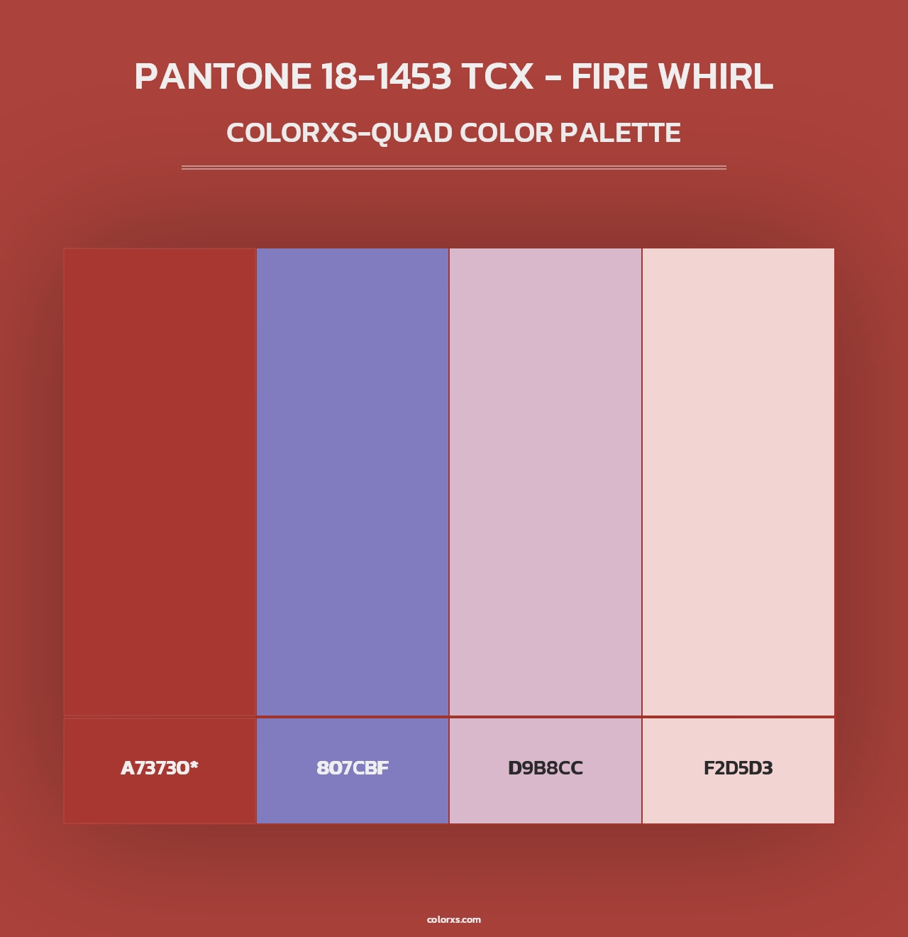 PANTONE 18-1453 TCX - Fire Whirl - Colorxs Quad Palette