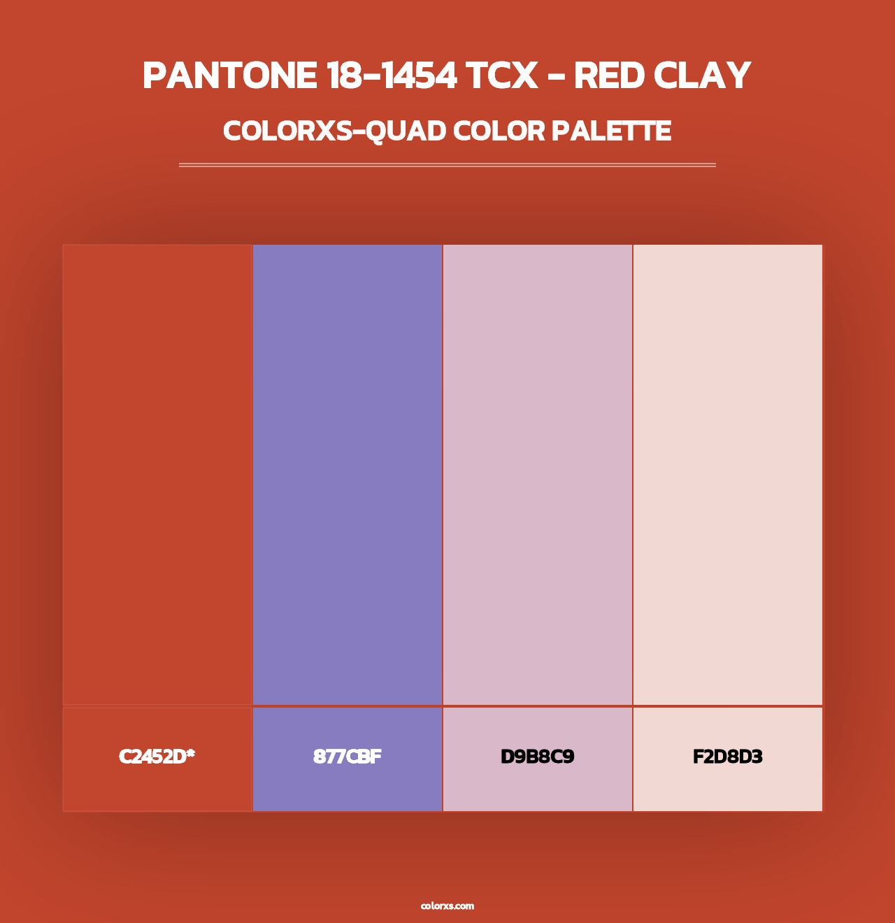 PANTONE 18-1454 TCX - Red Clay - Colorxs Quad Palette