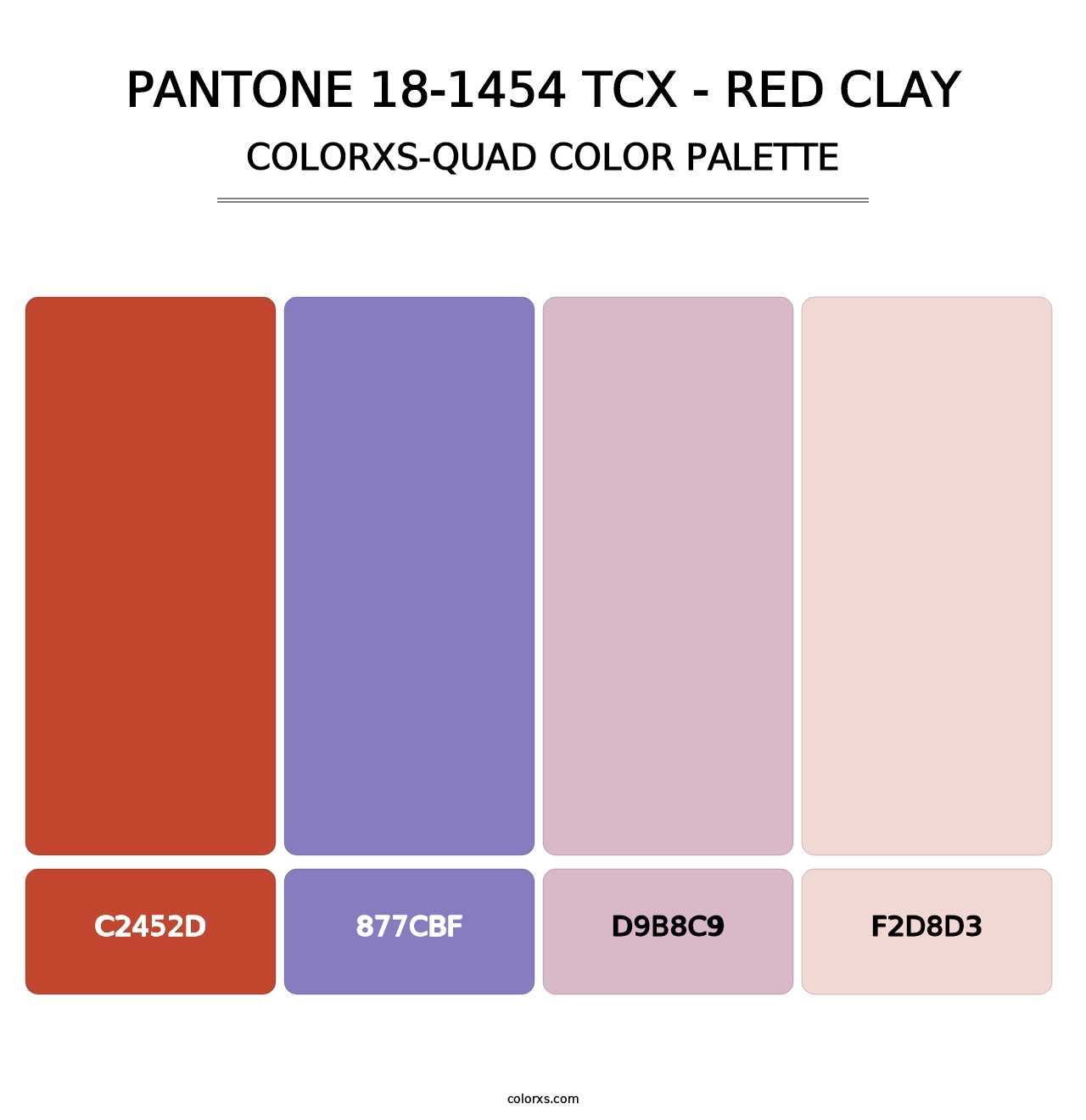 PANTONE 18-1454 TCX - Red Clay - Colorxs Quad Palette