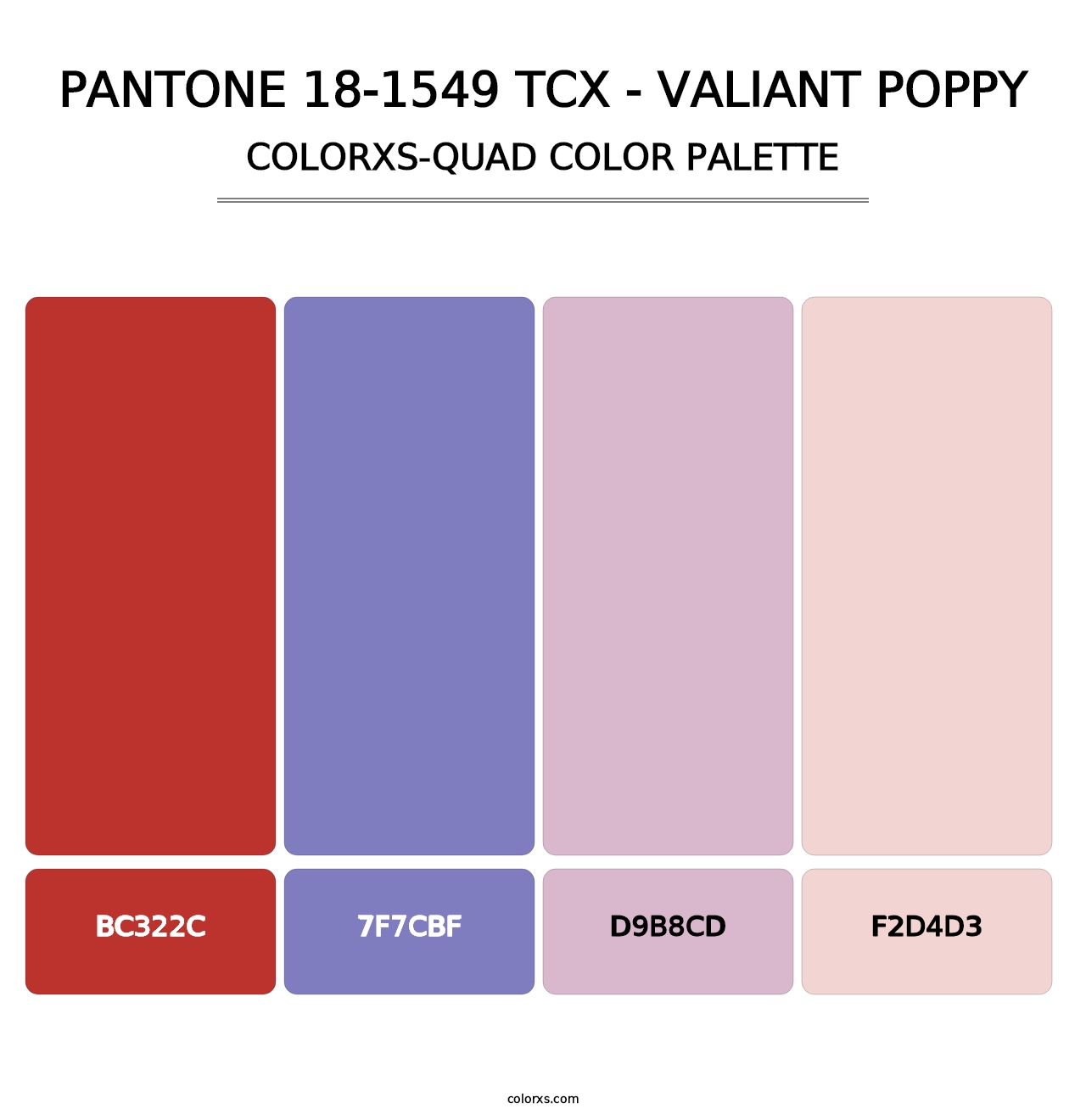 PANTONE 18-1549 TCX - Valiant Poppy - Colorxs Quad Palette