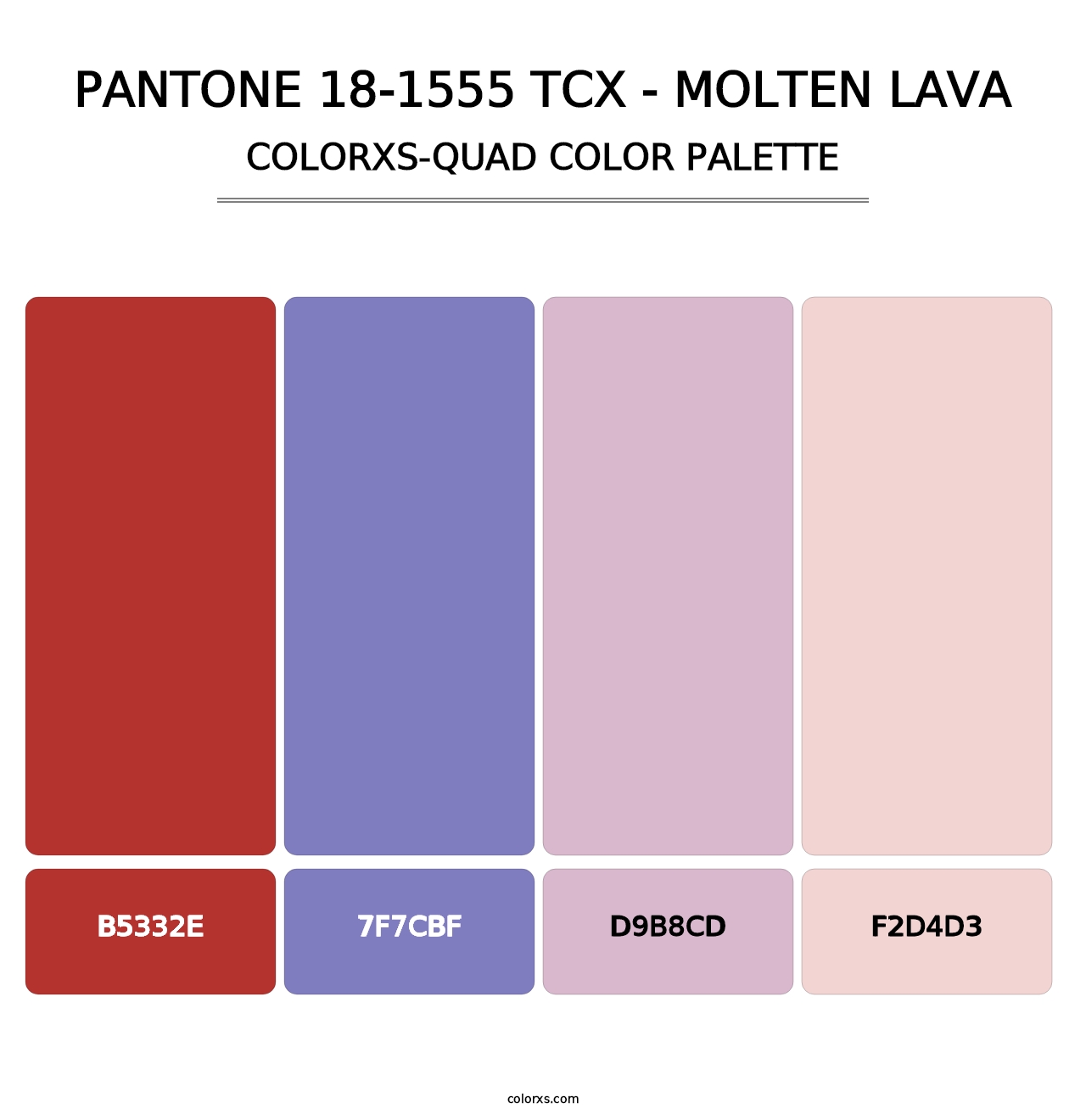 PANTONE 18-1555 TCX - Molten Lava - Colorxs Quad Palette