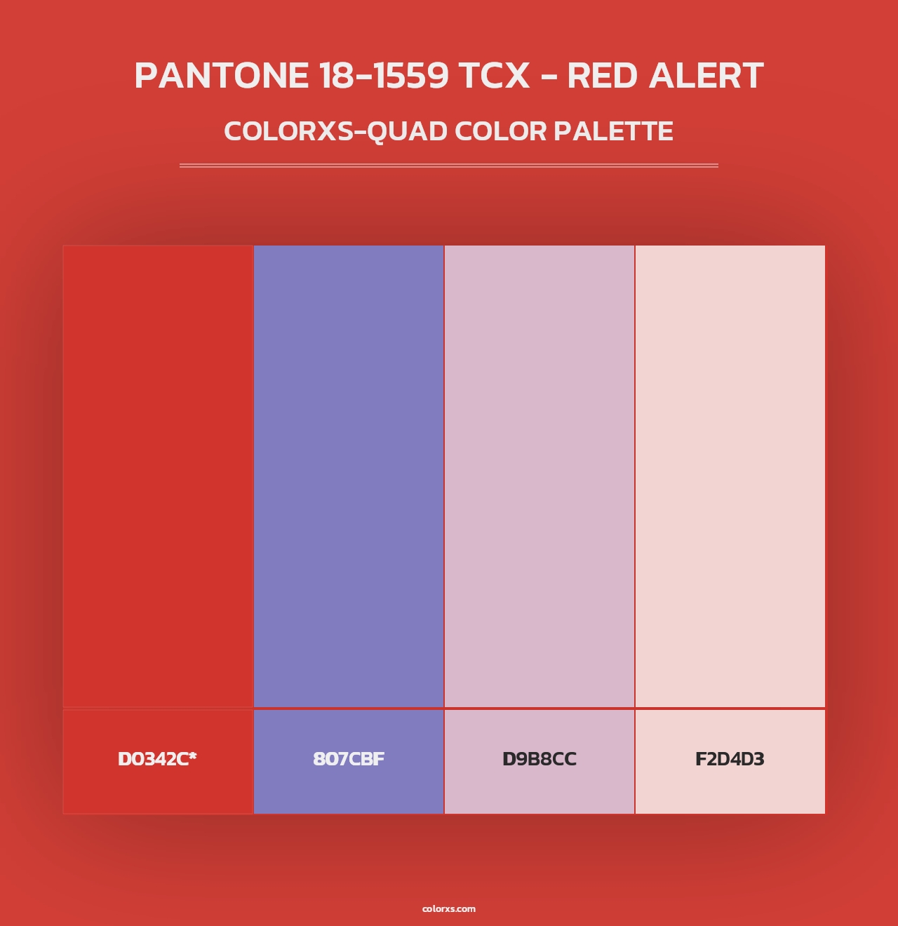 PANTONE 18-1559 TCX - Red Alert - Colorxs Quad Palette