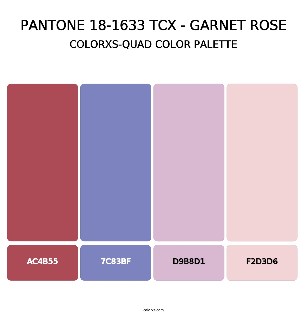PANTONE 18-1633 TCX - Garnet Rose - Colorxs Quad Palette