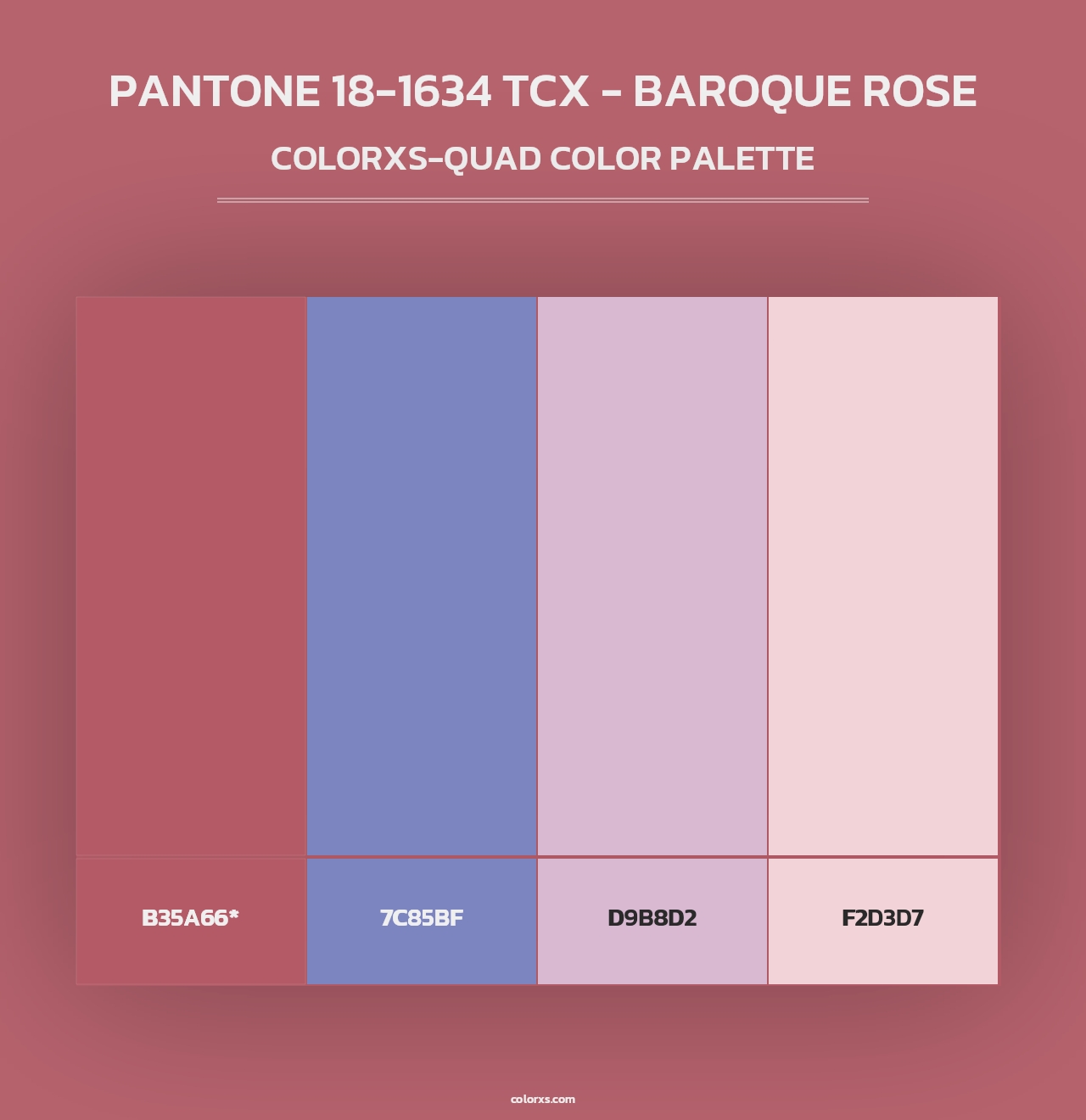 PANTONE 18-1634 TCX - Baroque Rose - Colorxs Quad Palette