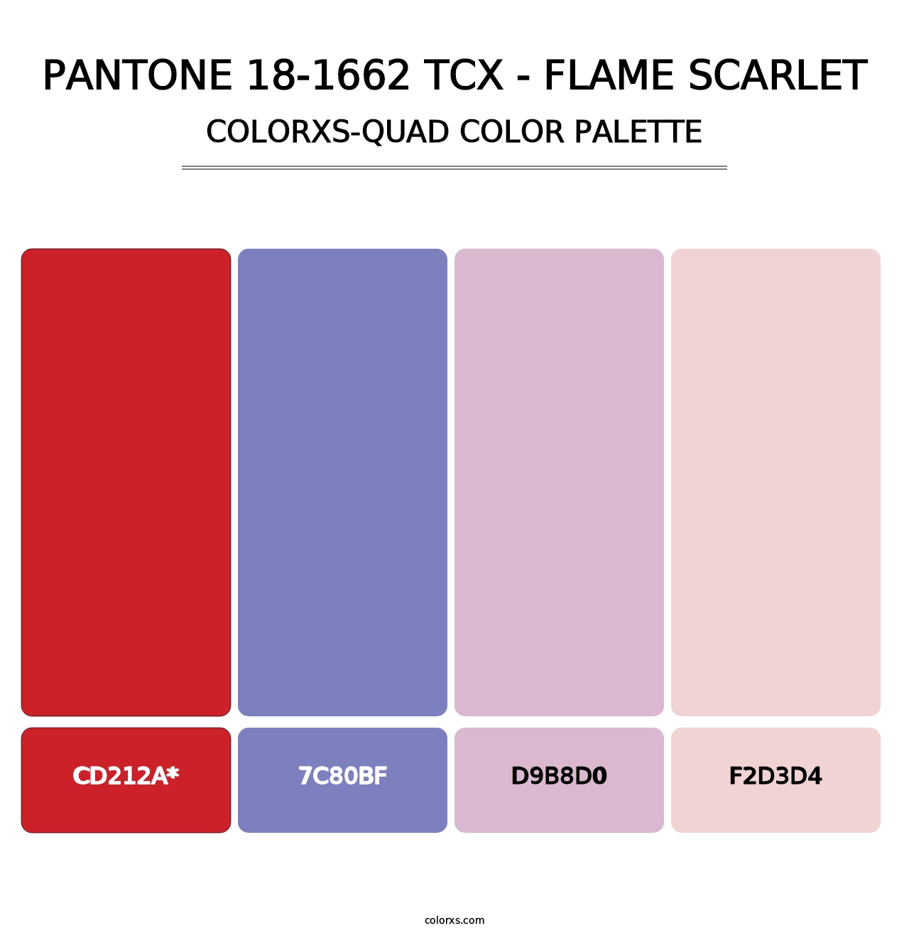 PANTONE 18-1662 TCX - Flame Scarlet - Colorxs Quad Palette