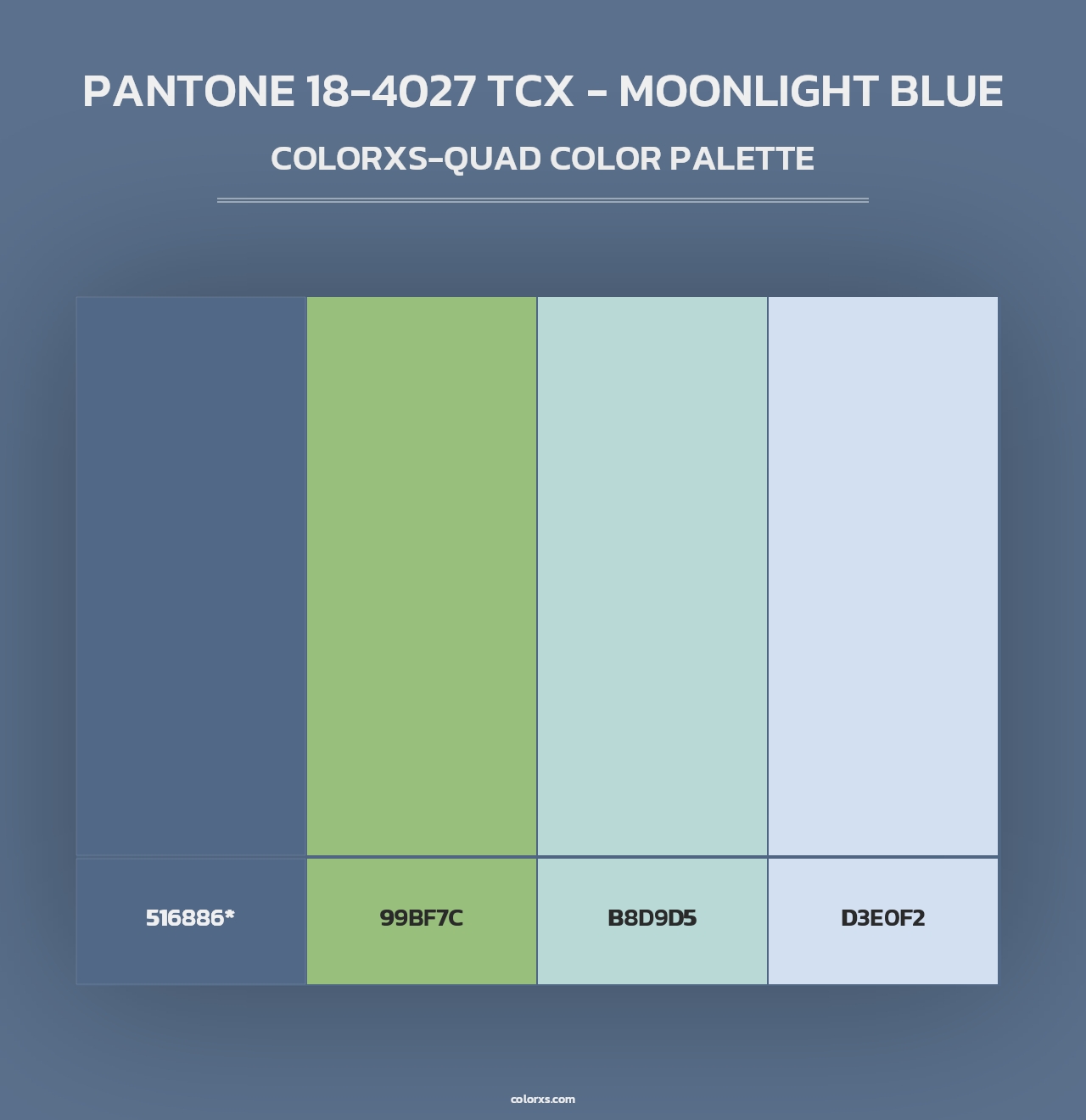 PANTONE 18-4027 TCX - Moonlight Blue - Colorxs Quad Palette