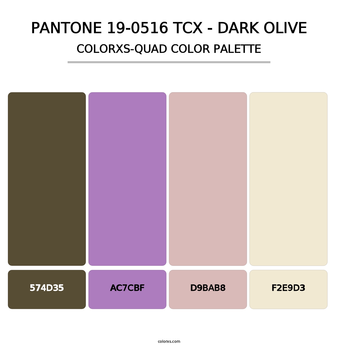 PANTONE 19-0516 TCX - Dark Olive - Colorxs Quad Palette