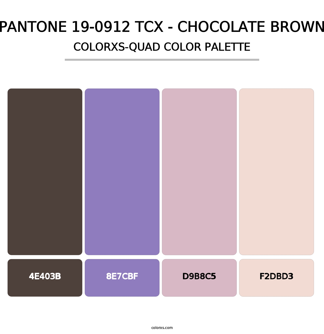 PANTONE 19-0912 TCX - Chocolate Brown - Colorxs Quad Palette