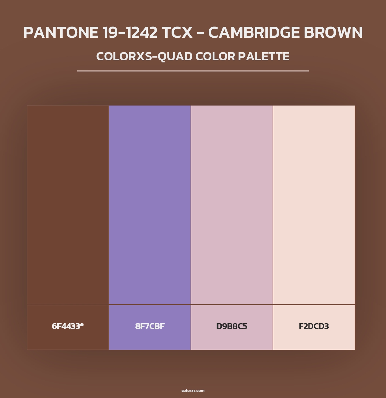 PANTONE 19-1242 TCX - Cambridge Brown - Colorxs Quad Palette