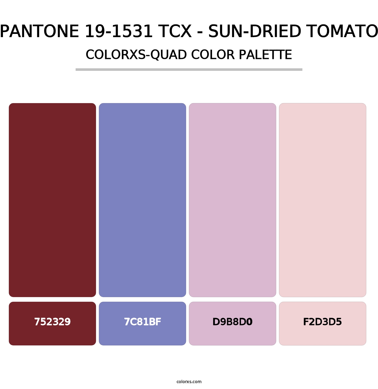PANTONE 19-1531 TCX - Sun-Dried Tomato - Colorxs Quad Palette