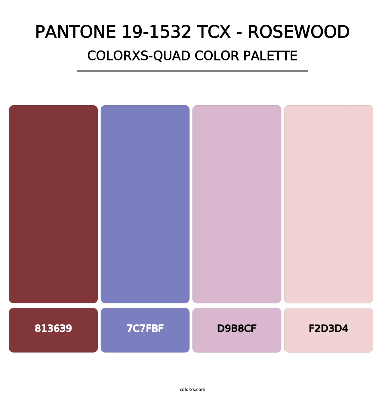 PANTONE 19-1532 TCX - Rosewood - Colorxs Quad Palette