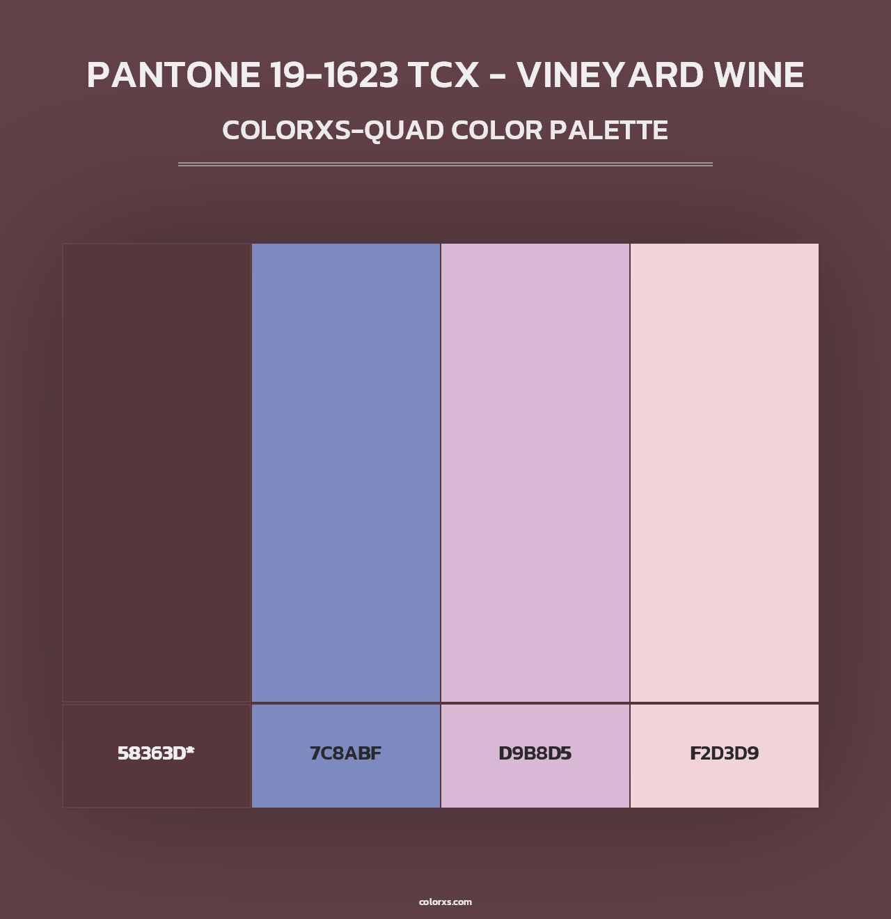 PANTONE 19-1623 TCX - Vineyard Wine - Colorxs Quad Palette