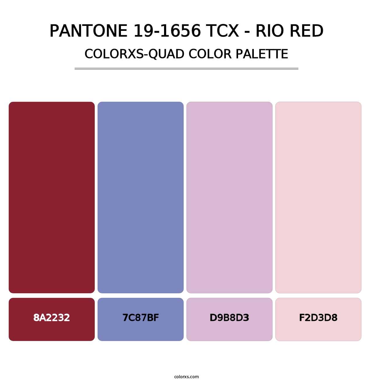 PANTONE 19-1656 TCX - Rio Red - Colorxs Quad Palette