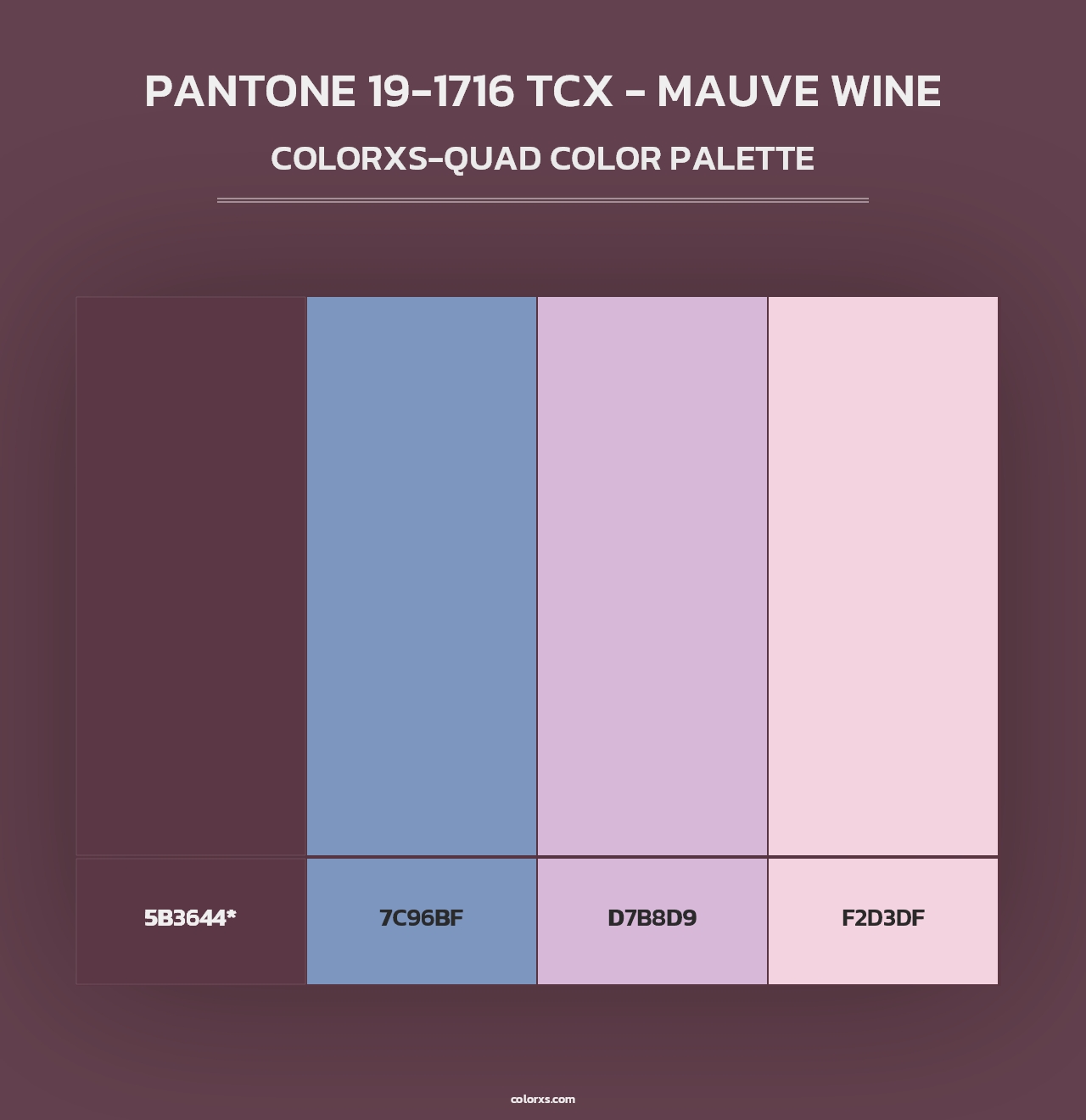 PANTONE 19-1716 TCX - Mauve Wine - Colorxs Quad Palette