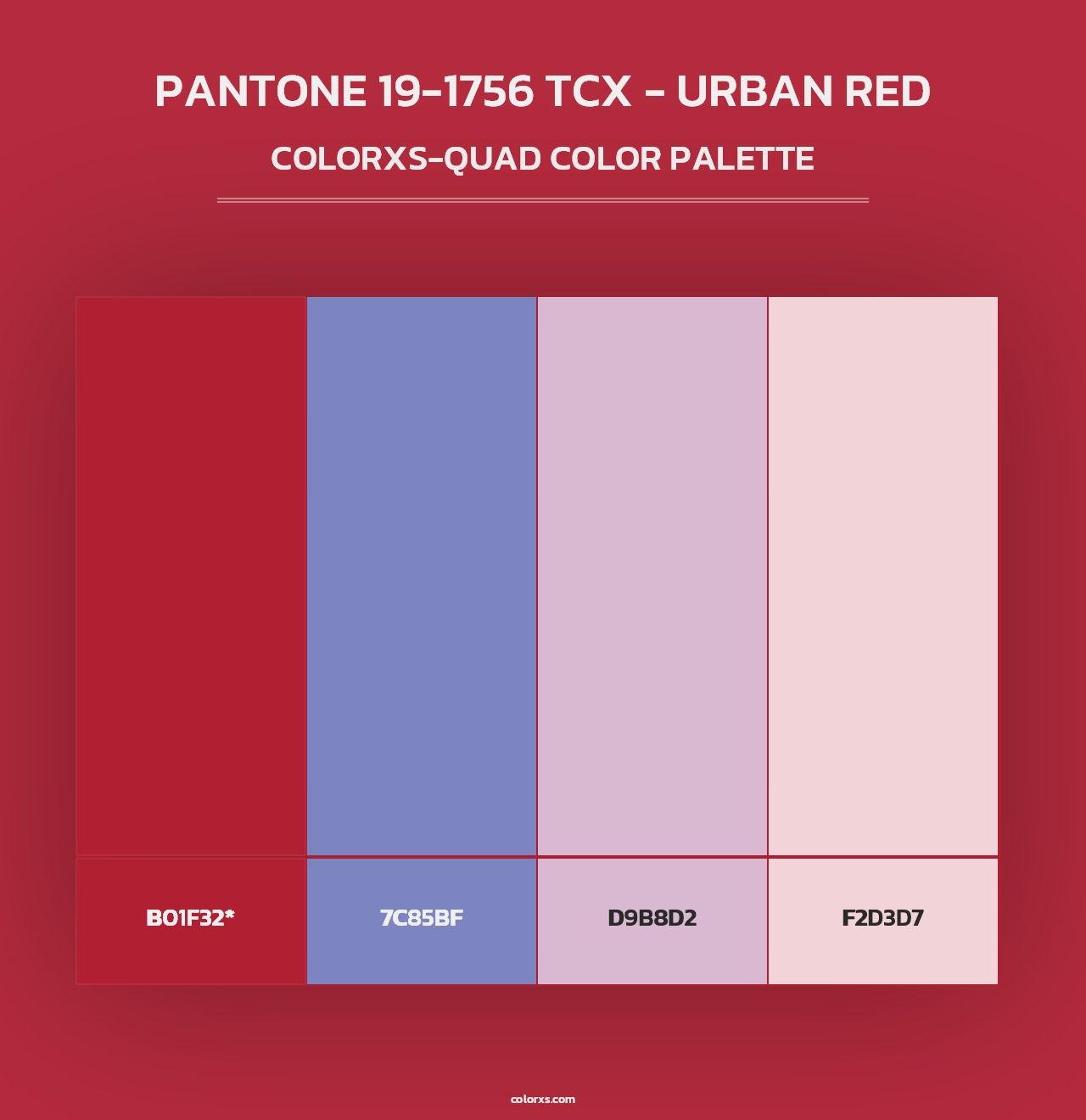 PANTONE 19-1756 TCX - Urban Red - Colorxs Quad Palette