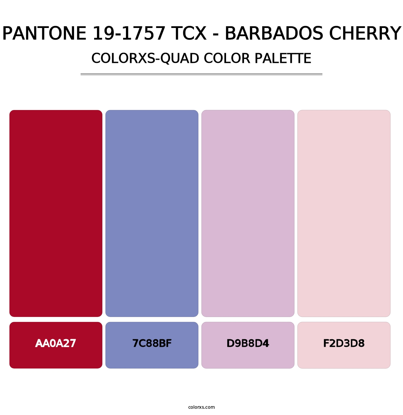 PANTONE 19-1757 TCX - Barbados Cherry - Colorxs Quad Palette