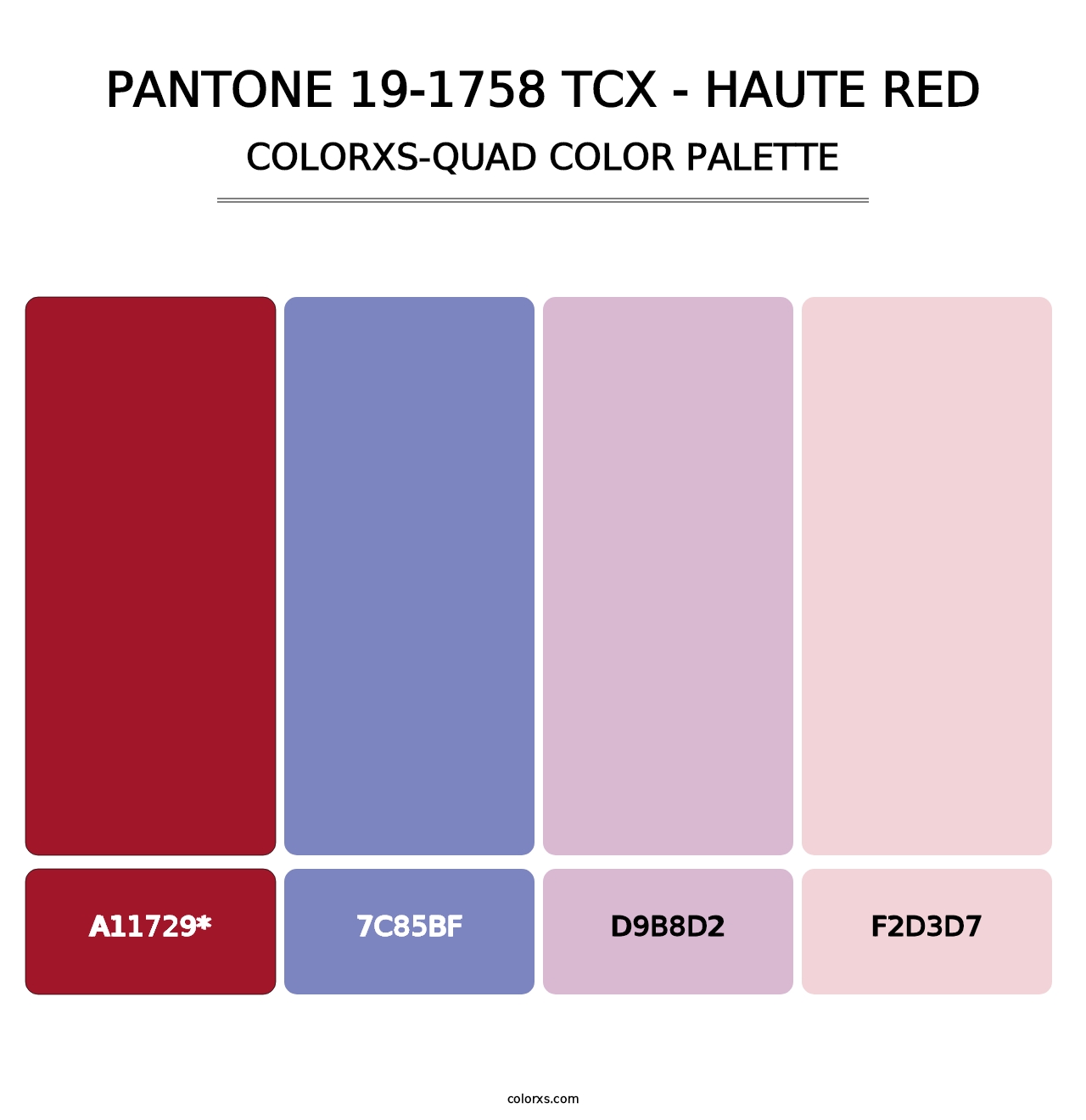 PANTONE 19-1758 TCX - Haute Red - Colorxs Quad Palette