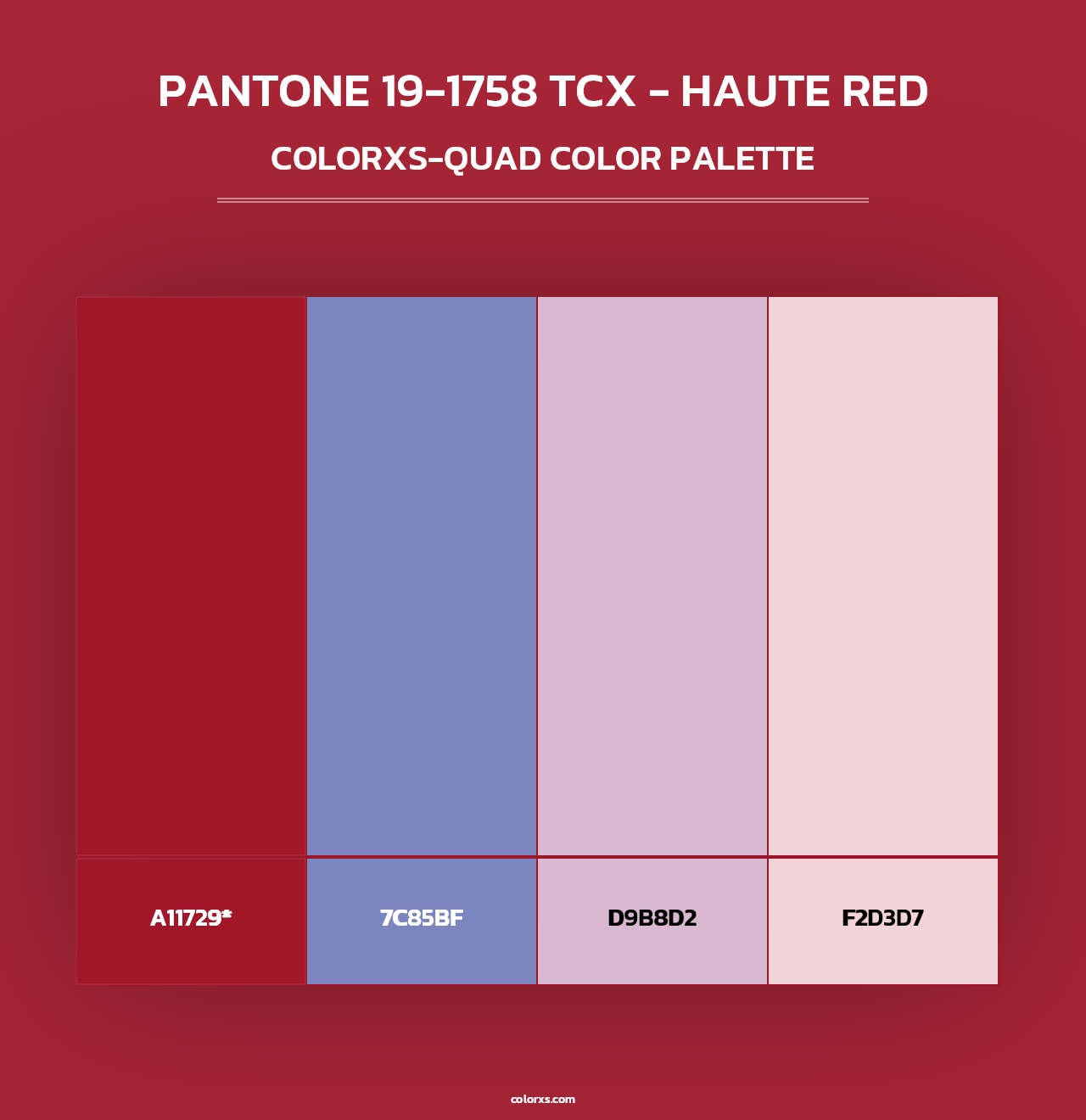 PANTONE 19-1758 TCX - Haute Red - Colorxs Quad Palette