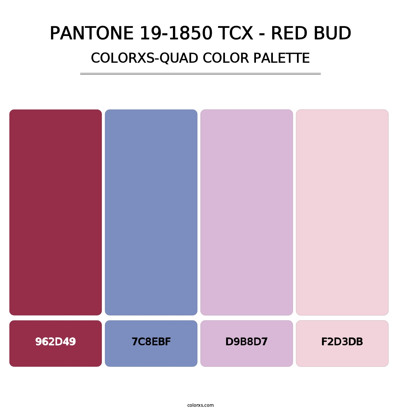 PANTONE 19-1850 TCX - Red Bud - Colorxs Quad Palette
