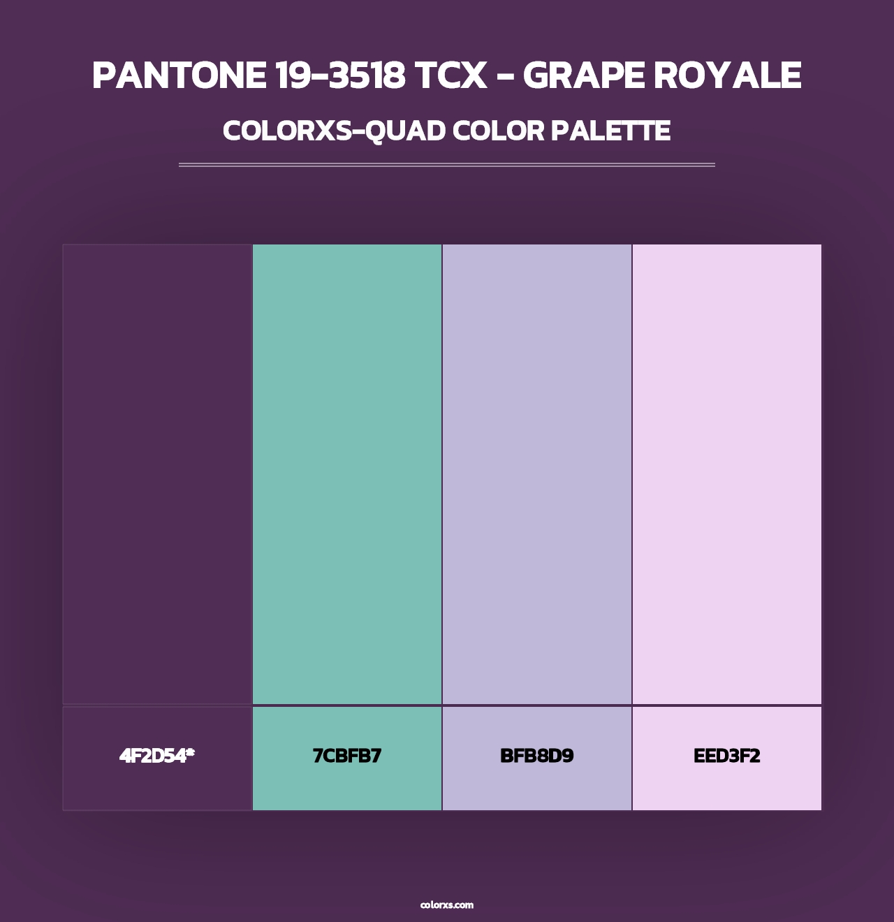 PANTONE 19-3518 TCX - Grape Royale - Colorxs Quad Palette