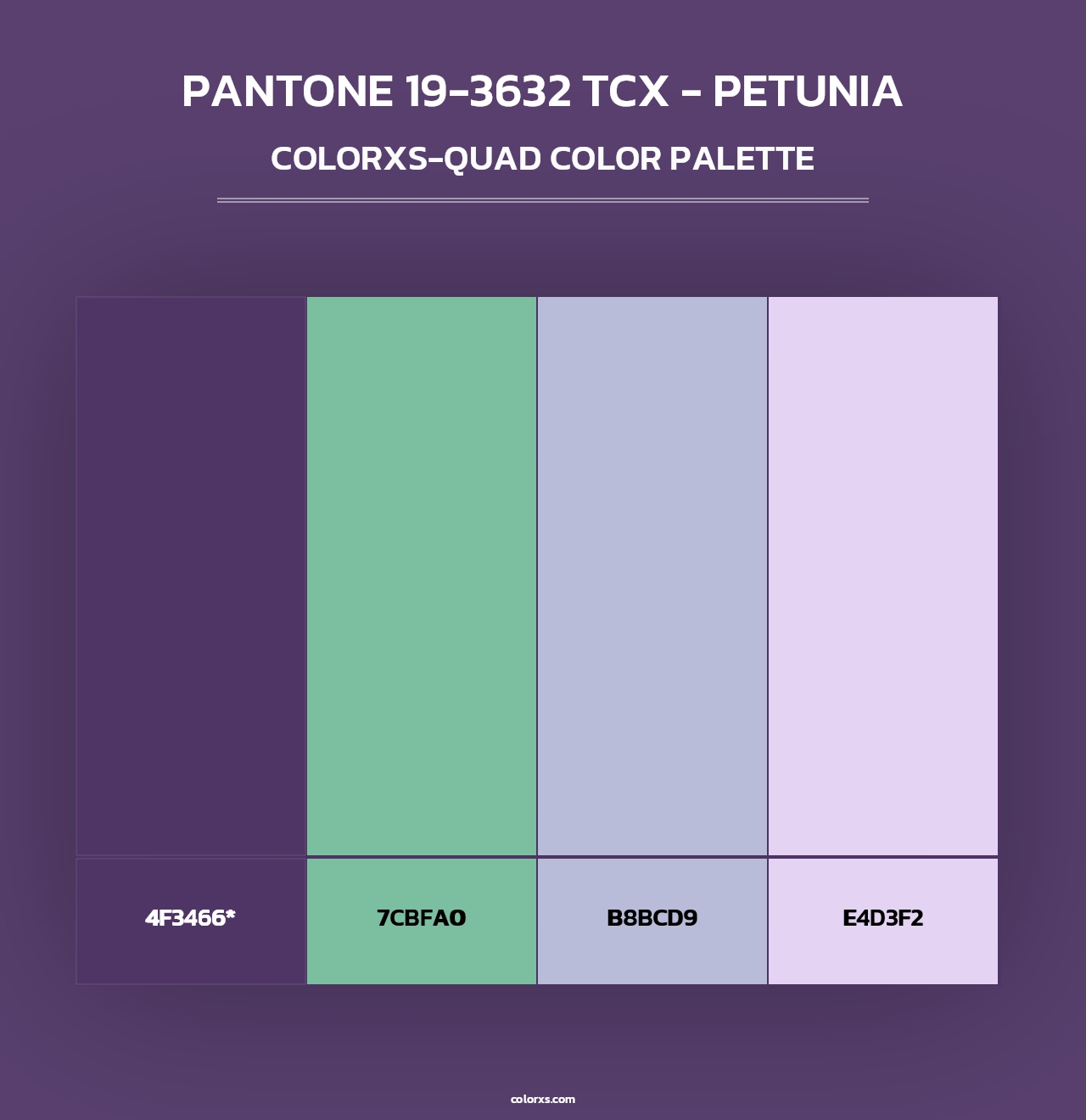 PANTONE 19-3632 TCX - Petunia - Colorxs Quad Palette