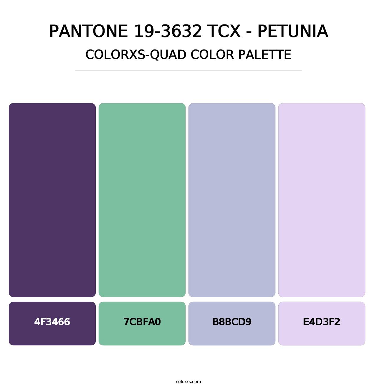 PANTONE 19-3632 TCX - Petunia - Colorxs Quad Palette